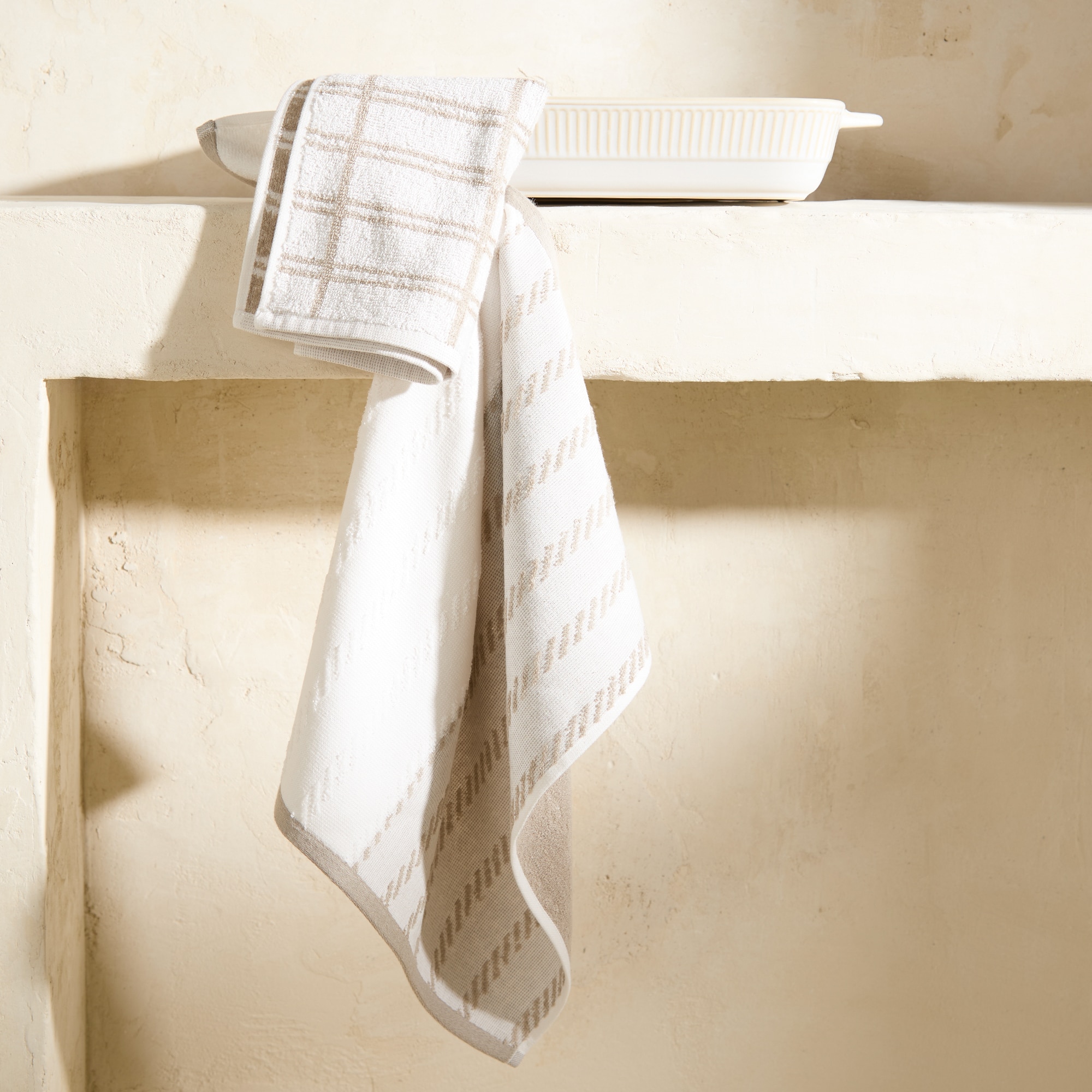 Conjunto de 2 Panos de Tecido Turco de Algodão Rander Bege-1