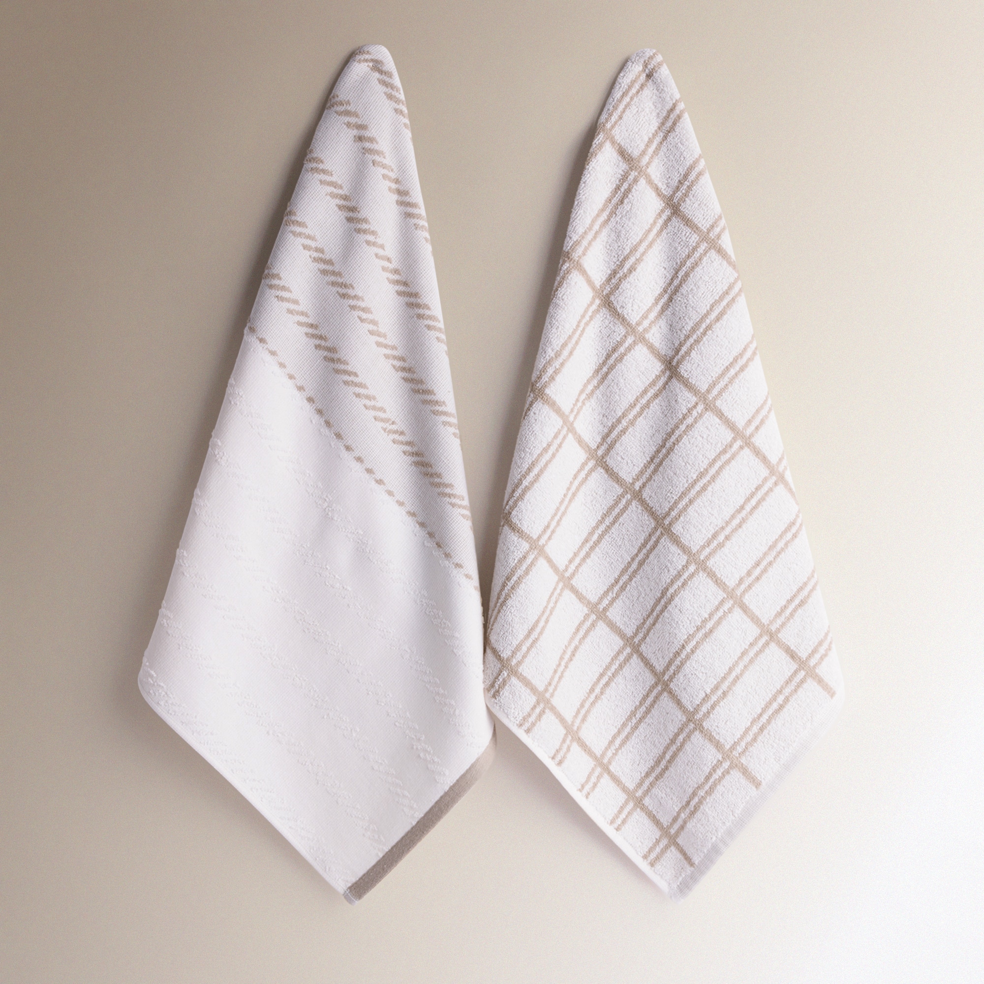 Conjunto de 2 Panos de Tecido Turco de Algodão Rander Bege-2