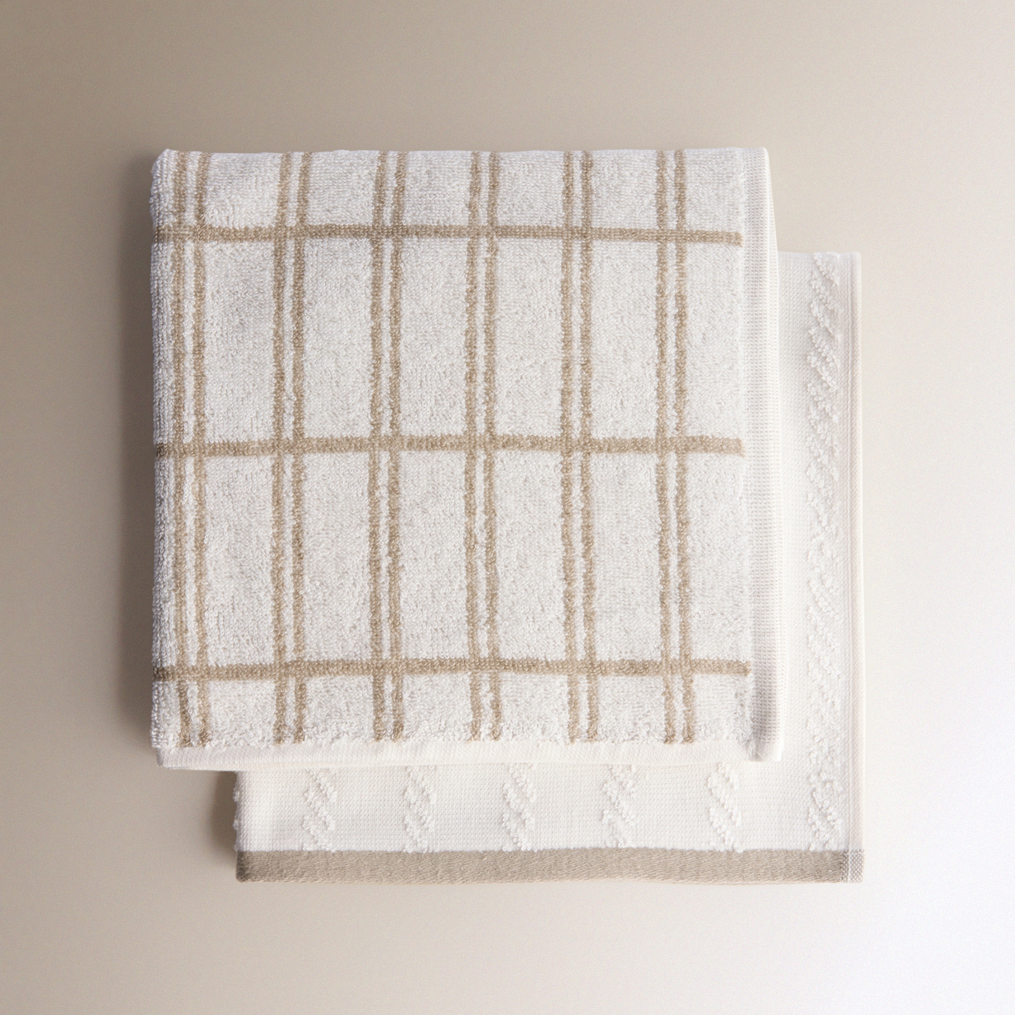 Conjunto de 2 Panos de Tecido Turco de Algodão Rander Bege-5