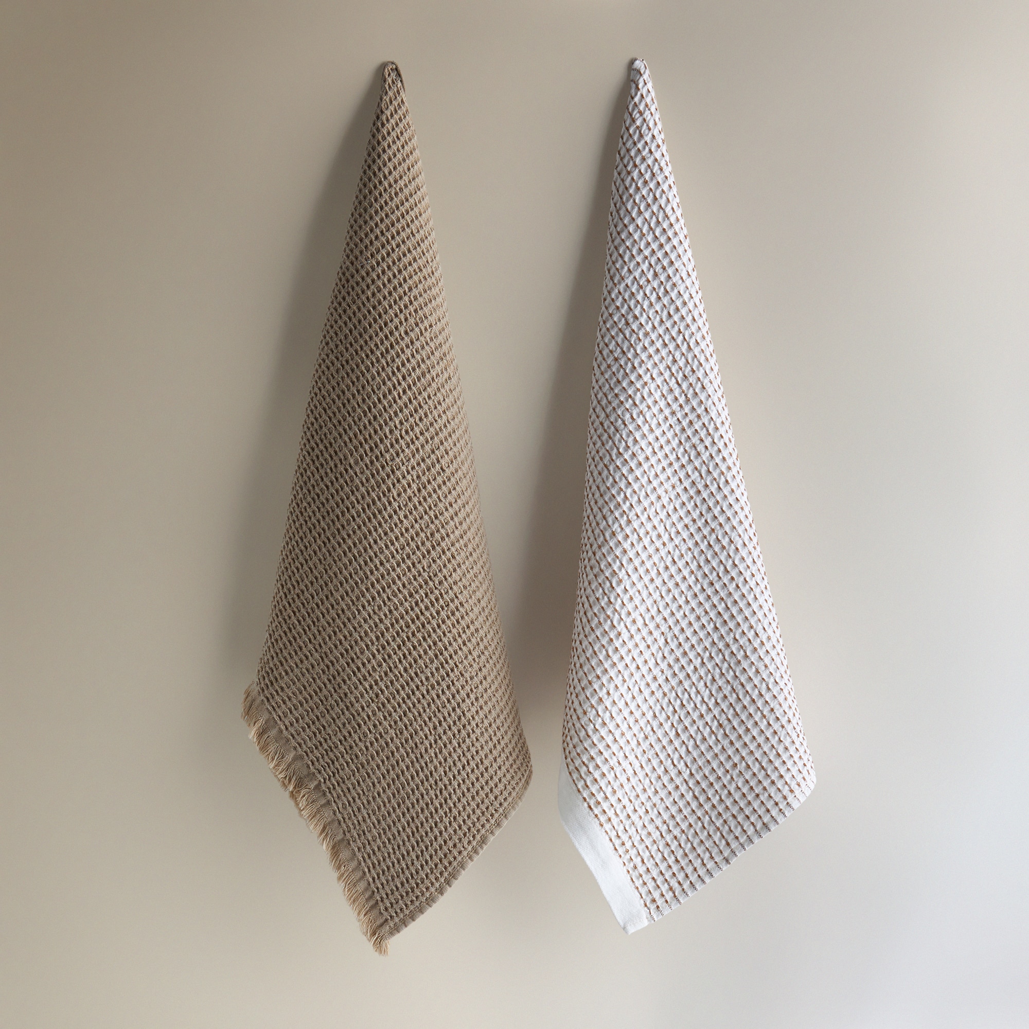 Set 2 paños de cocina algodón Nido - Blanco 50 x 70 cm Blanco-2