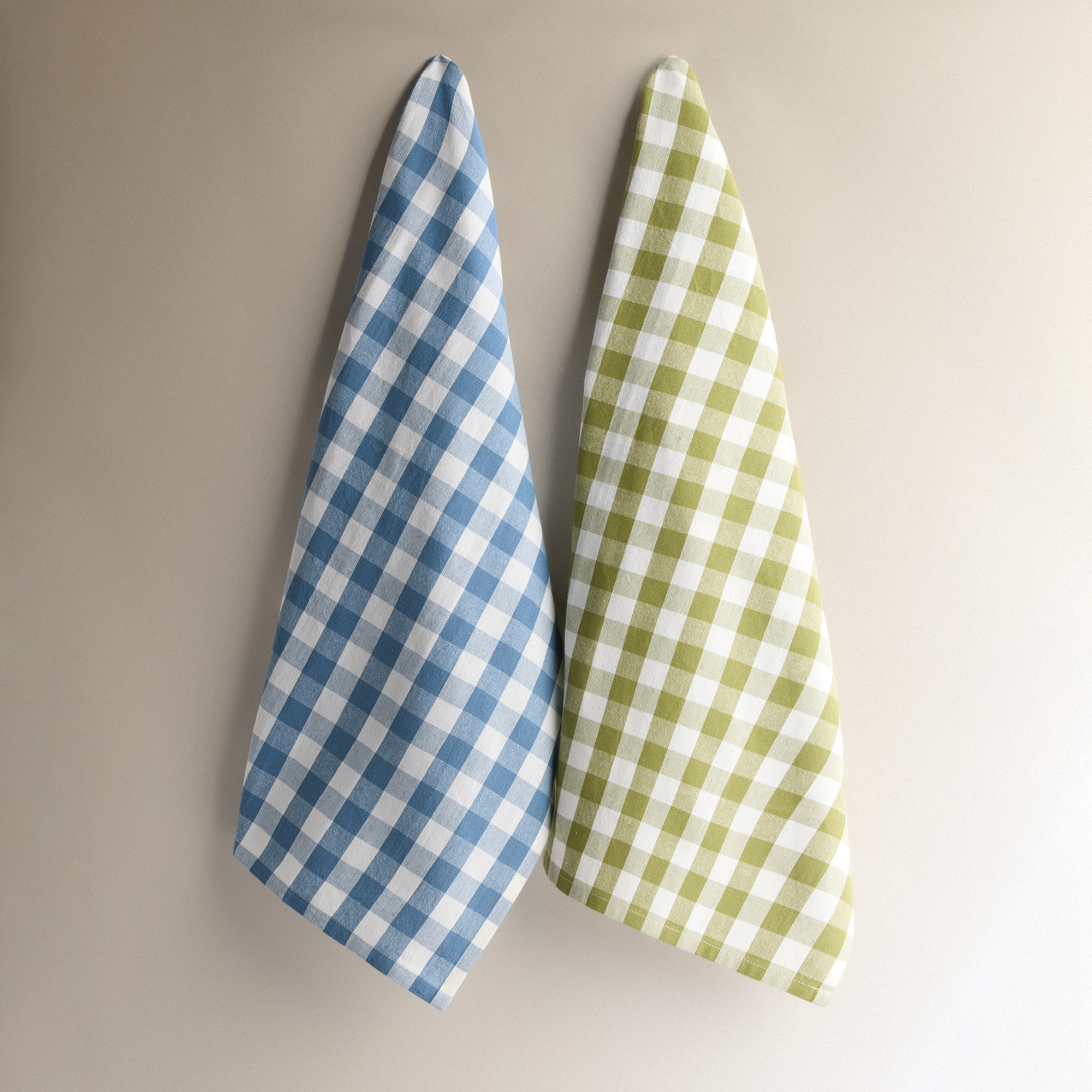 Conjunto de 2 Panos de Cozinha de Algodão Vichy Verde-2