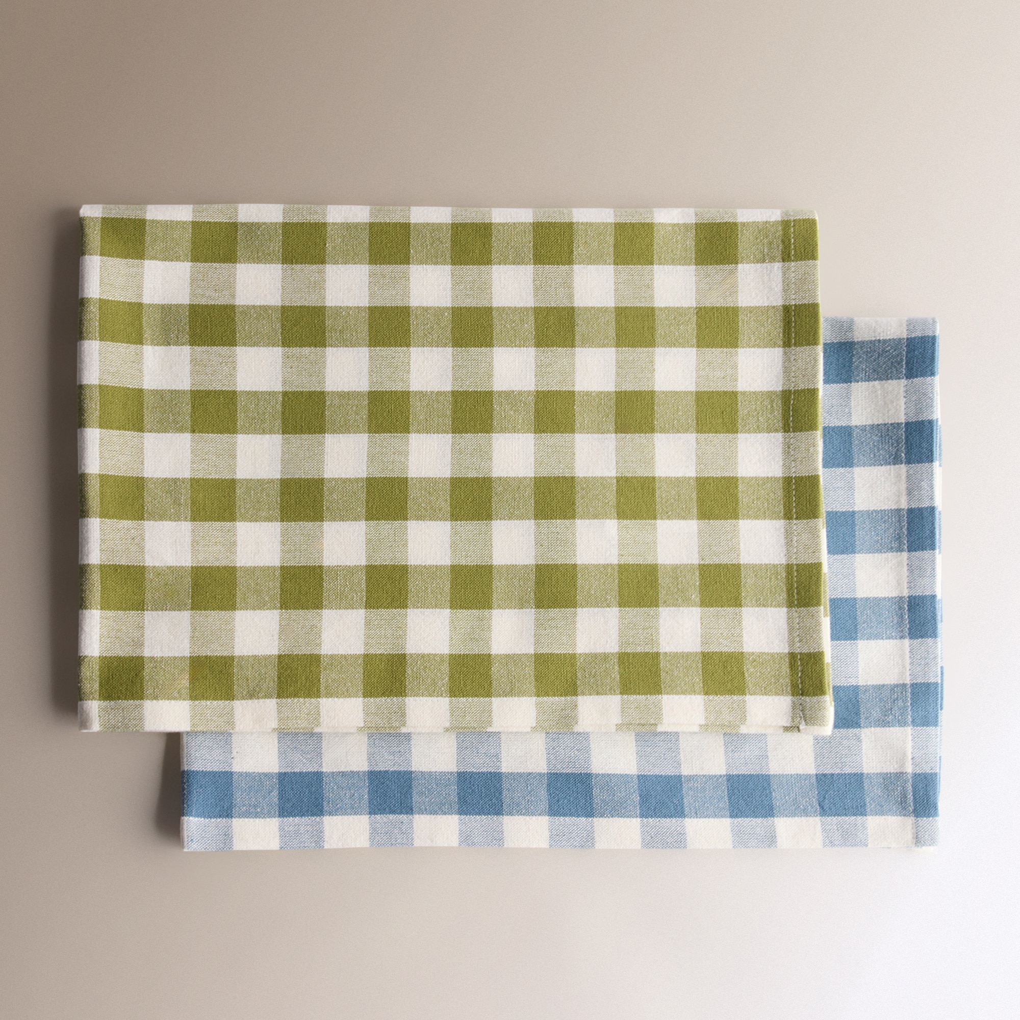 Conjunto de 2 Panos de Cozinha de Algodão Vichy Verde-5