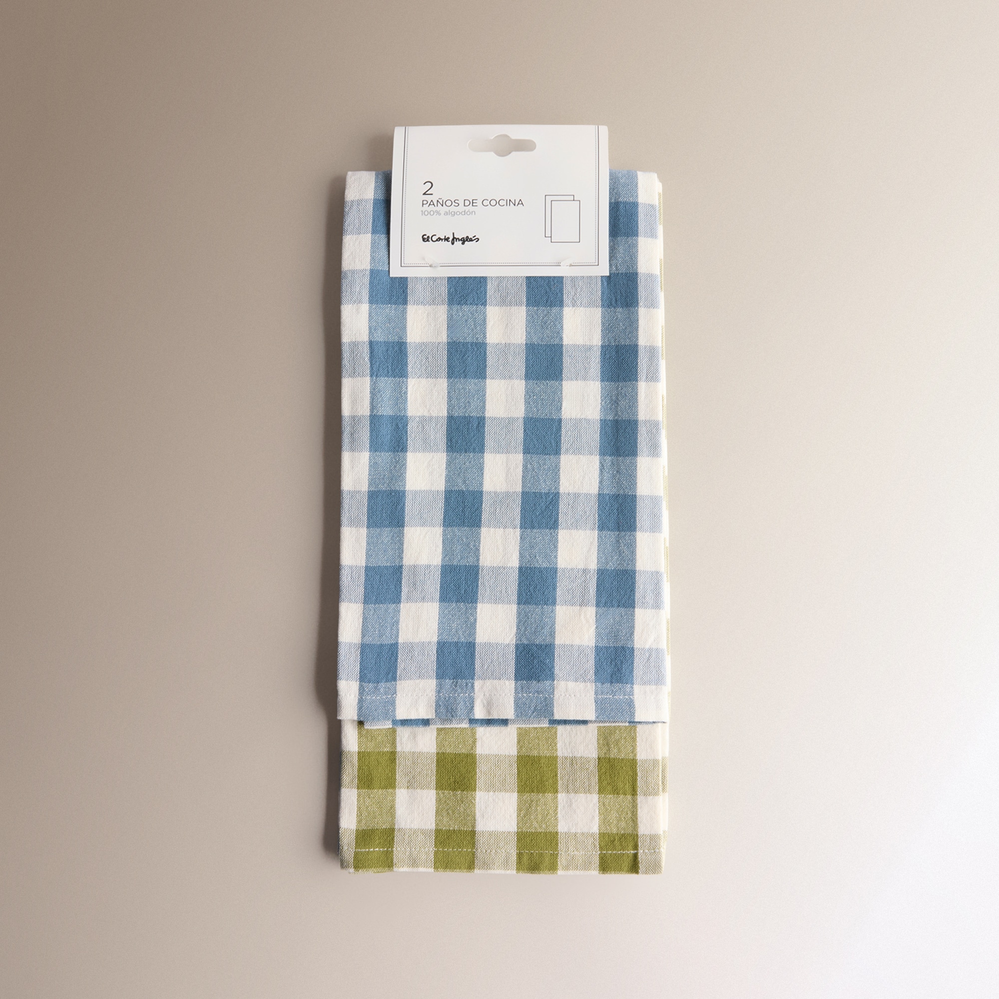 Conjunto de 2 Panos de Cozinha de Algodão Vichy Verde-6