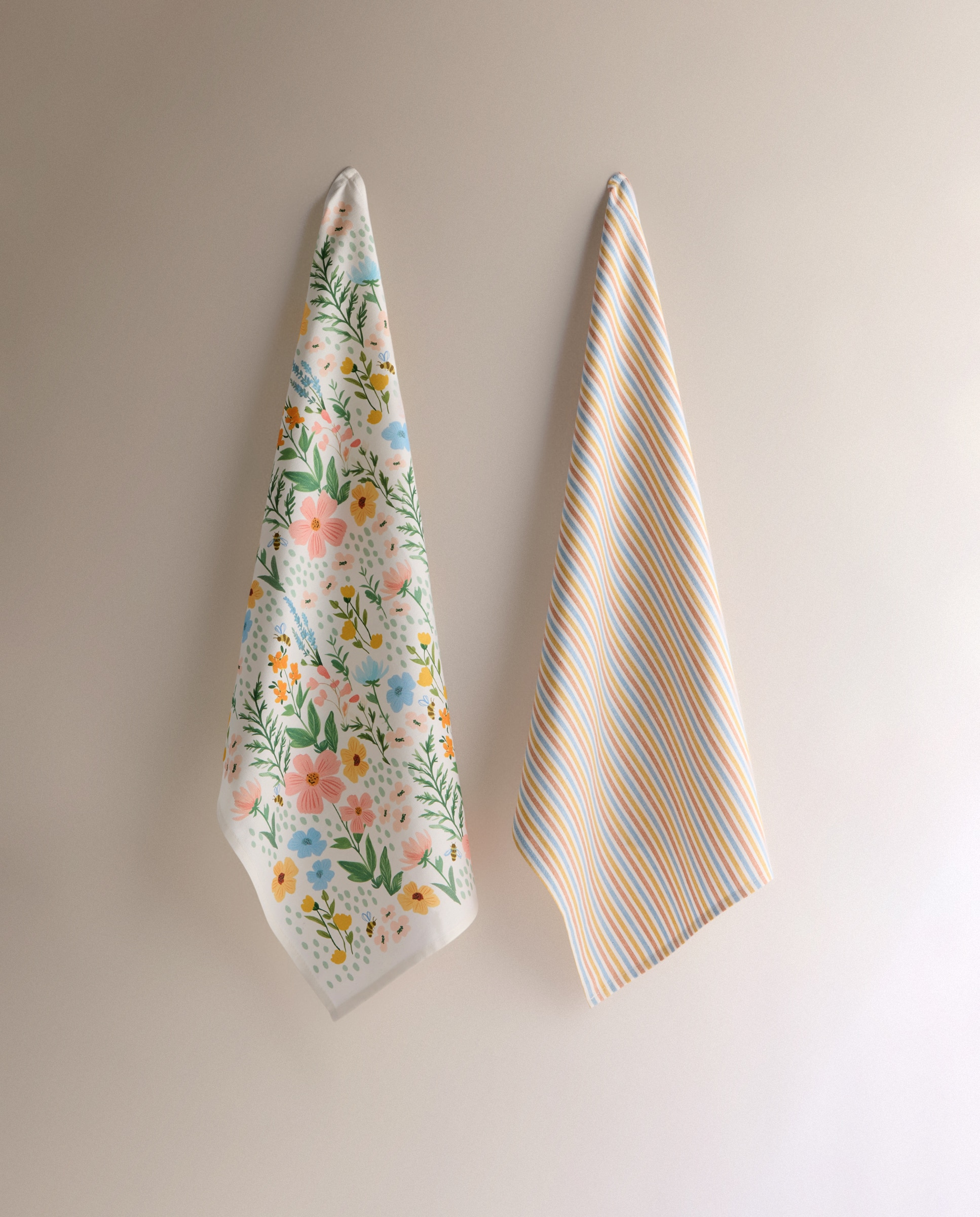 Conjunto de 2 Panos de Cozinha de Sarja de Algodão Florzinhas Multicolor-2