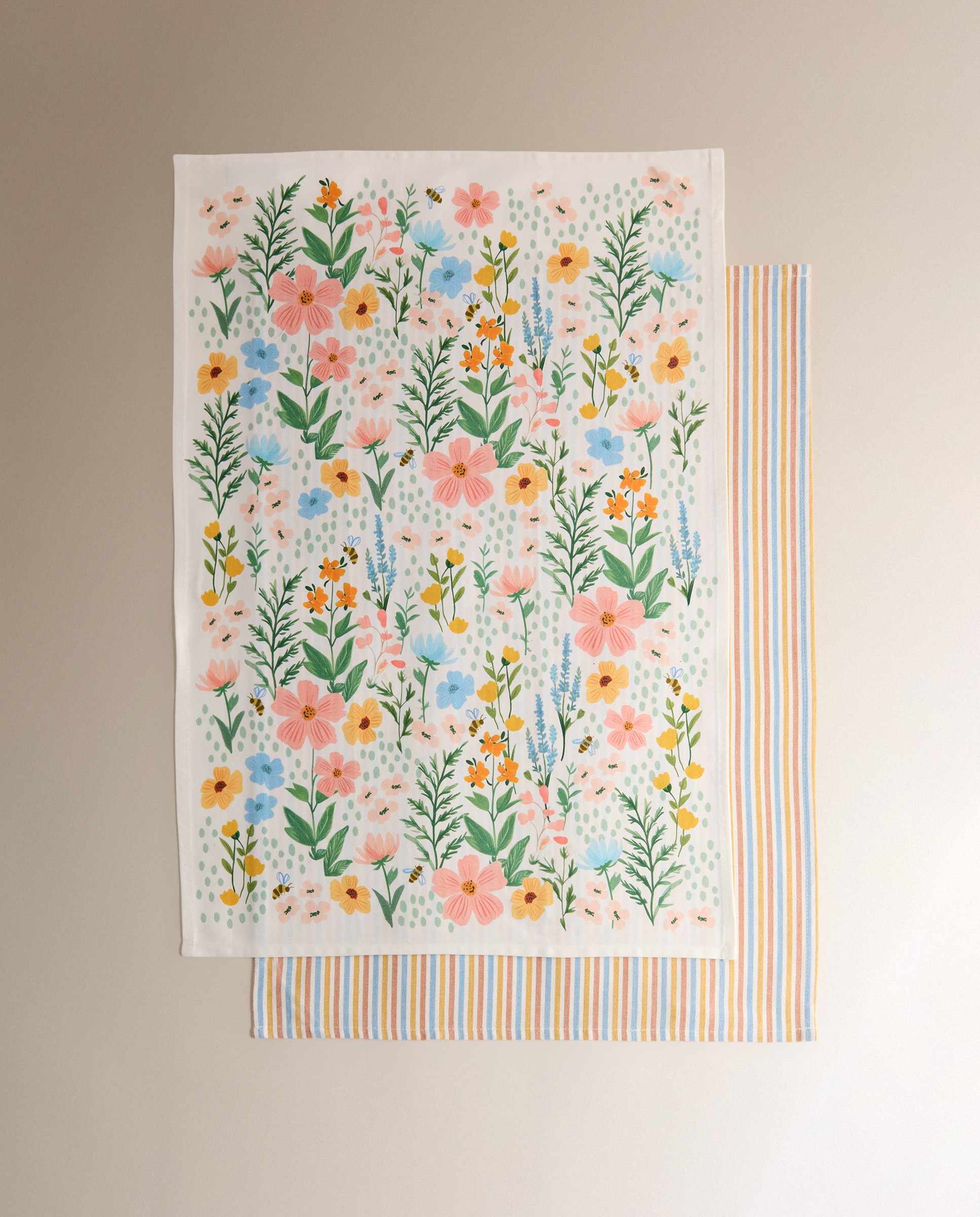 Conjunto de 2 Panos de Cozinha de Sarja de Algodão Florzinhas Multicolor-5