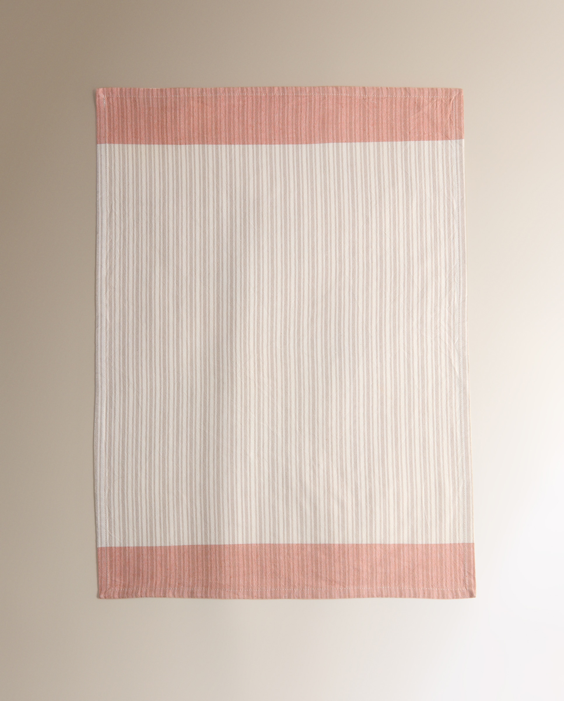 Conjunto de 2 Panos de Cozinha de Algodão às Riscas Rosa-4