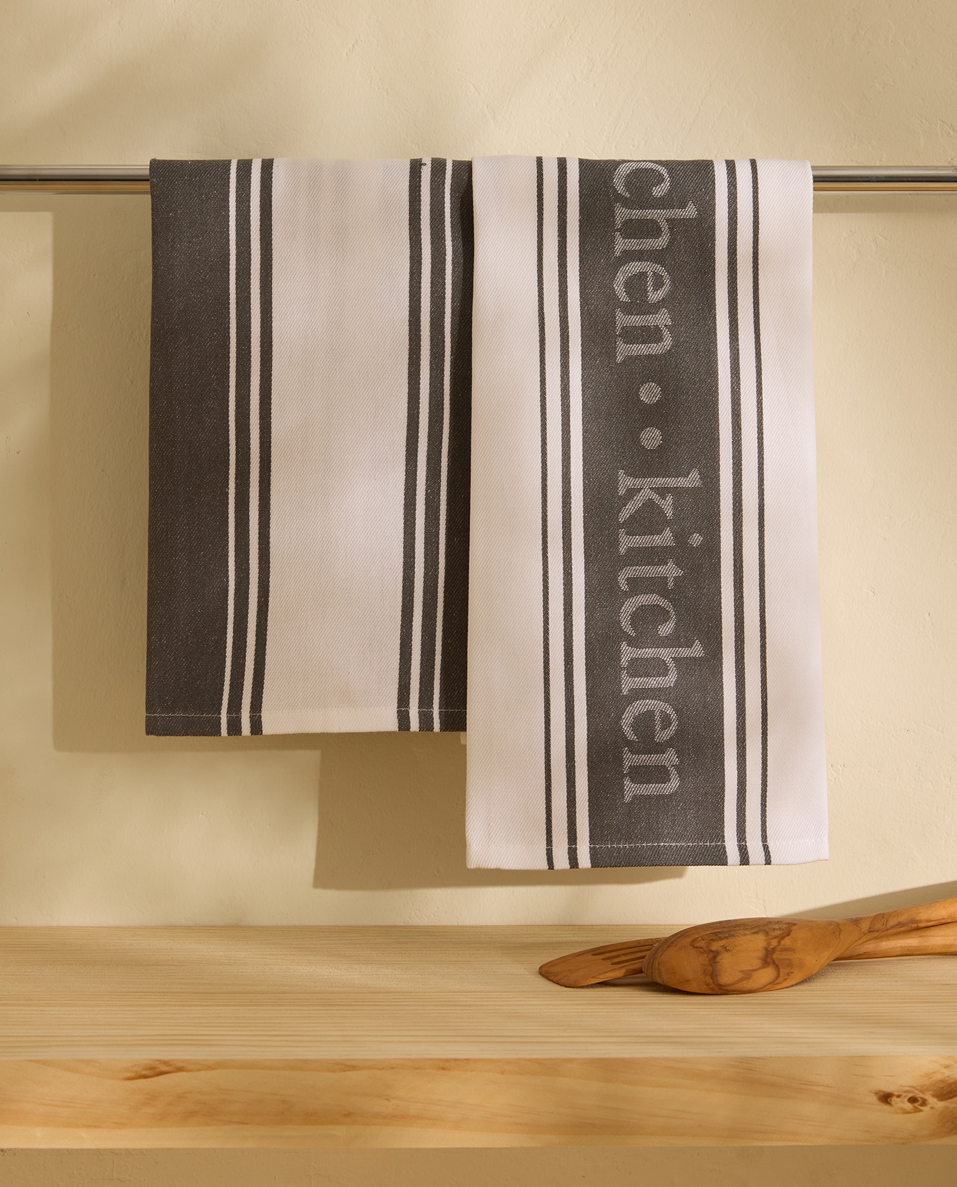 Conjunto de 2 Panos de Cozinha de Algodão Kitsail Antracite-1