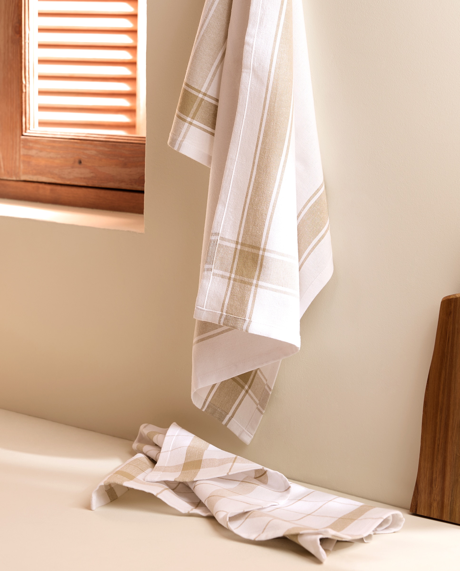 Set 2 paños sarga algodón Nova - Beige 50 x 70 cm Beige-1