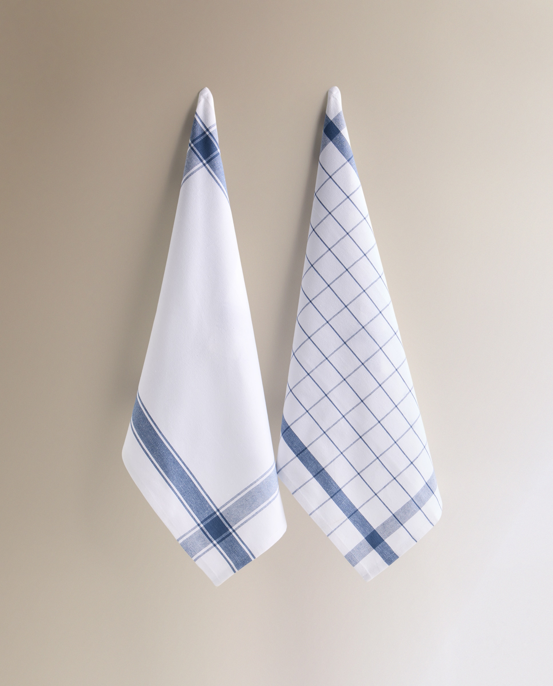 Set 2 paños sarga algodón Nova - Azul 50 x 70 cm Azul-2