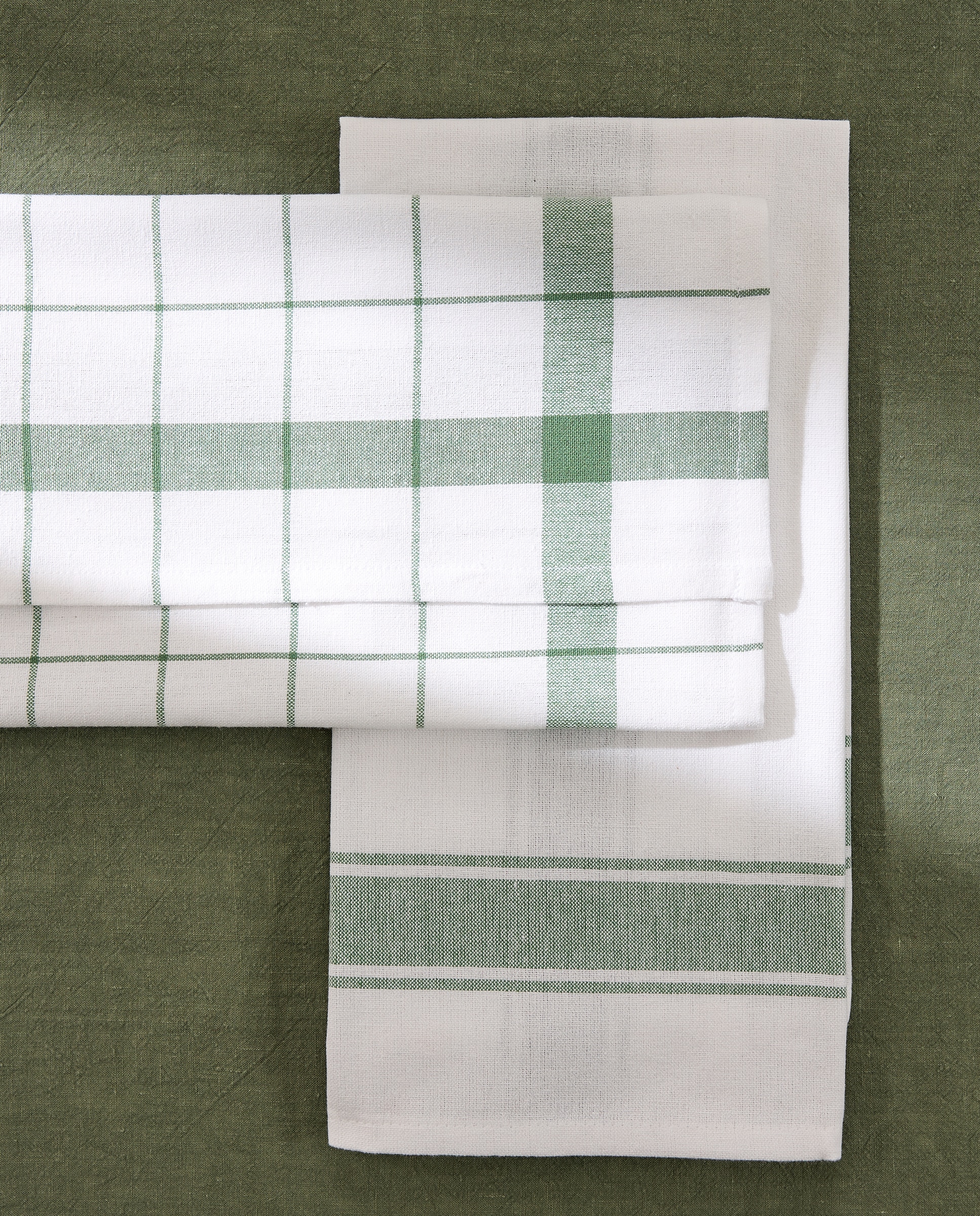 Set 2 paños sarga algodón Nova - Verde 50 x 70 cm Verde-1