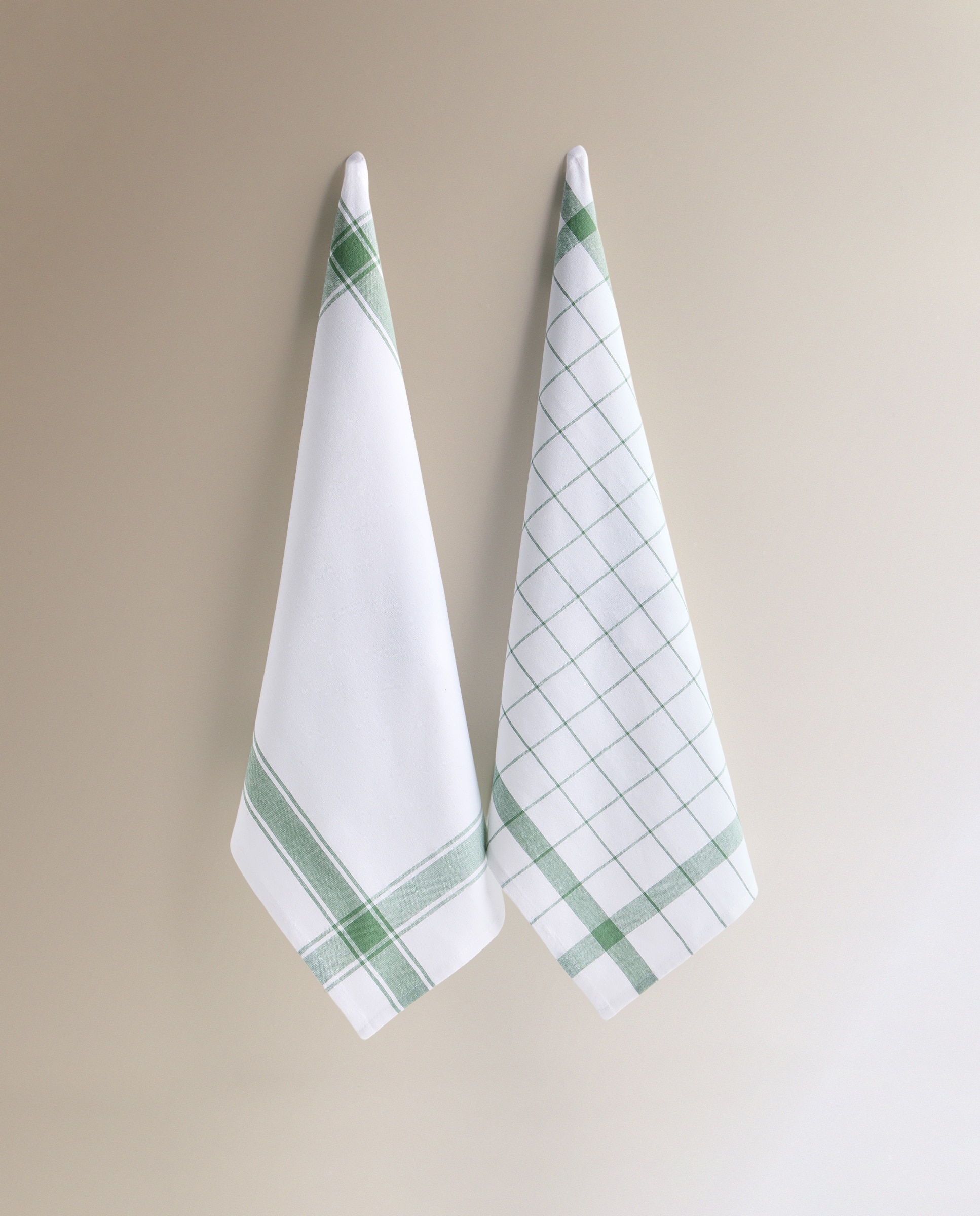 Set 2 paños sarga algodón Nova - Verde 50 x 70 cm Verde-2