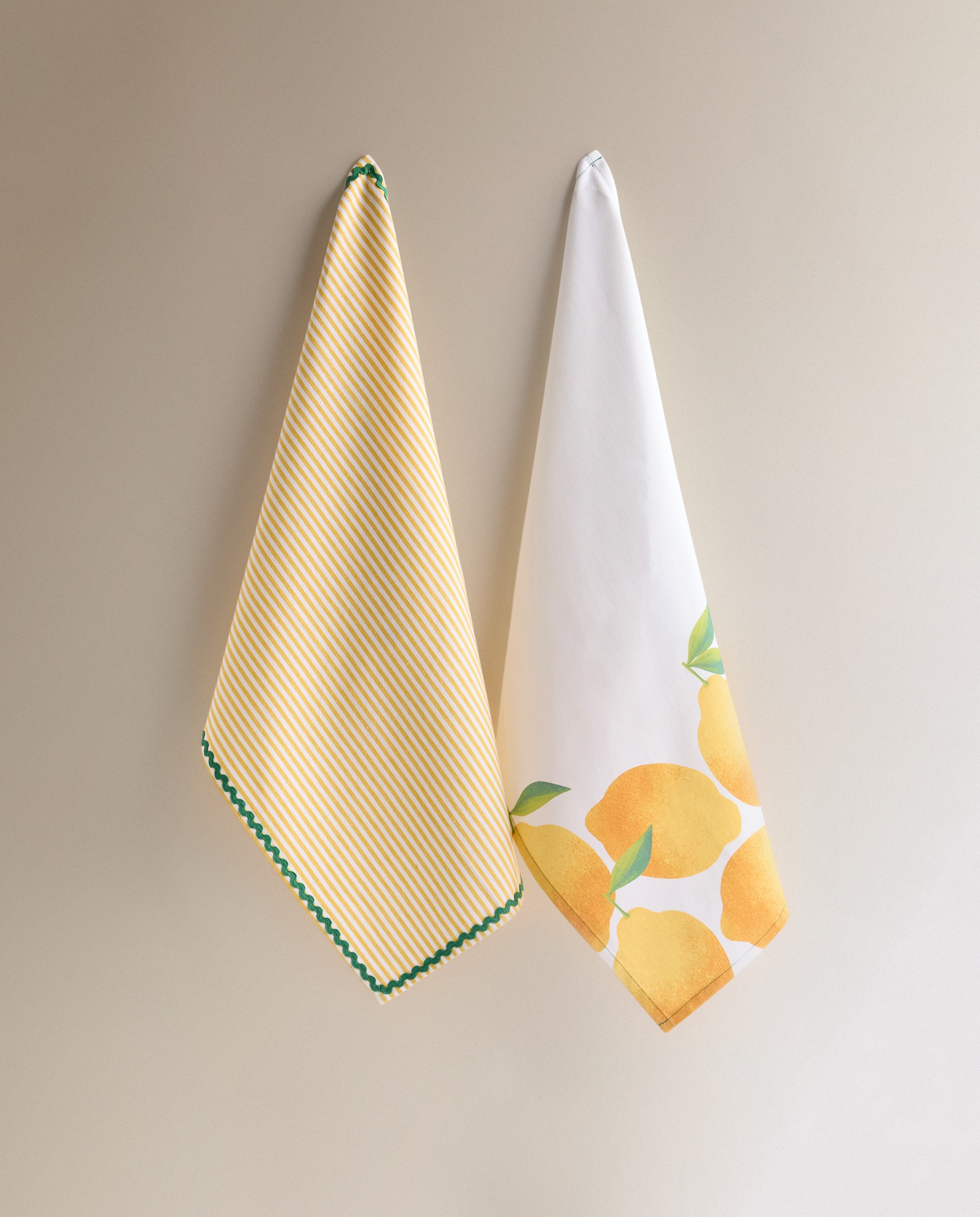 Conjunto de 2 Panos de Sarja de Algodão Limões Amarelo-2