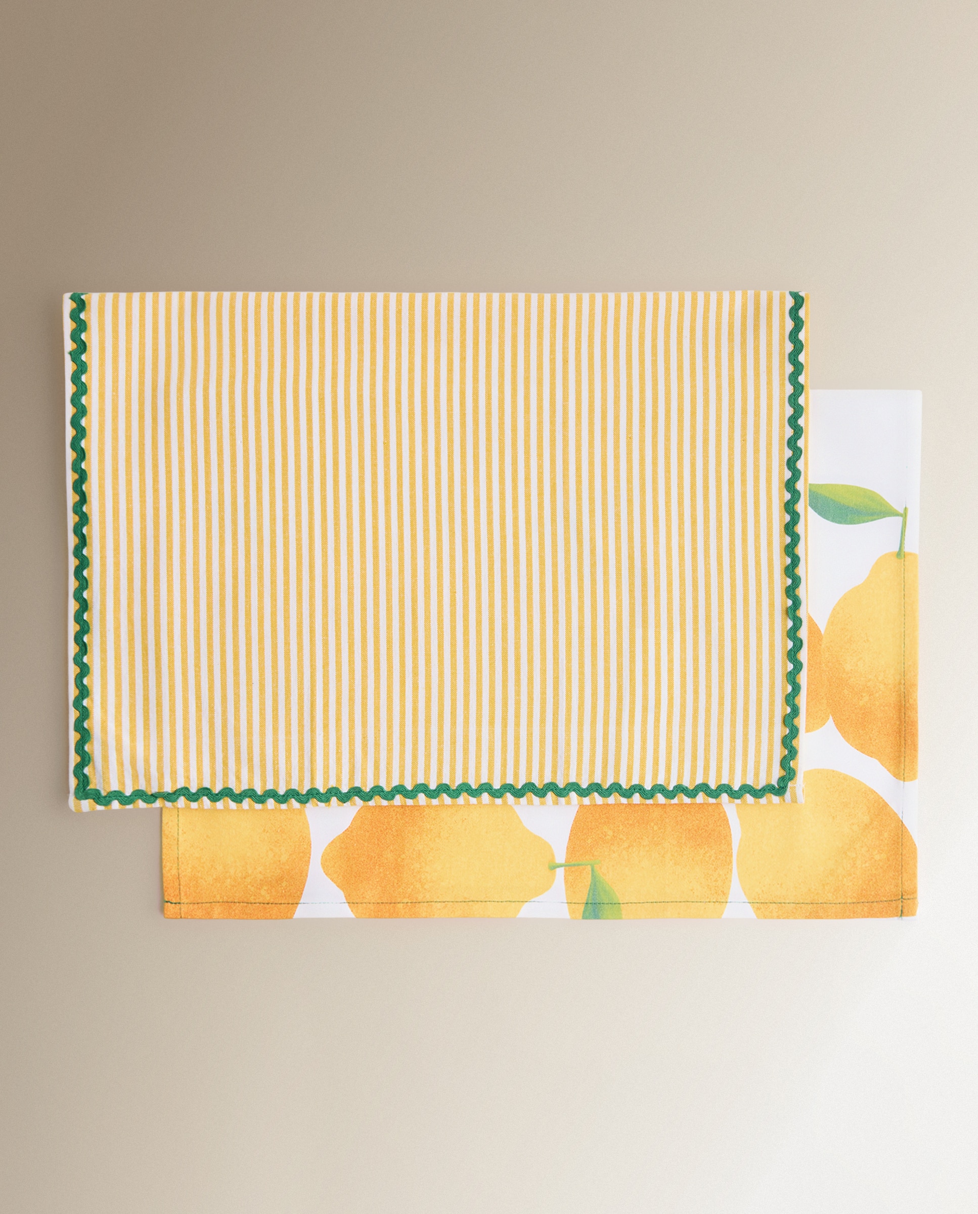 Conjunto de 2 Panos de Sarja de Algodão Limões Amarelo-5