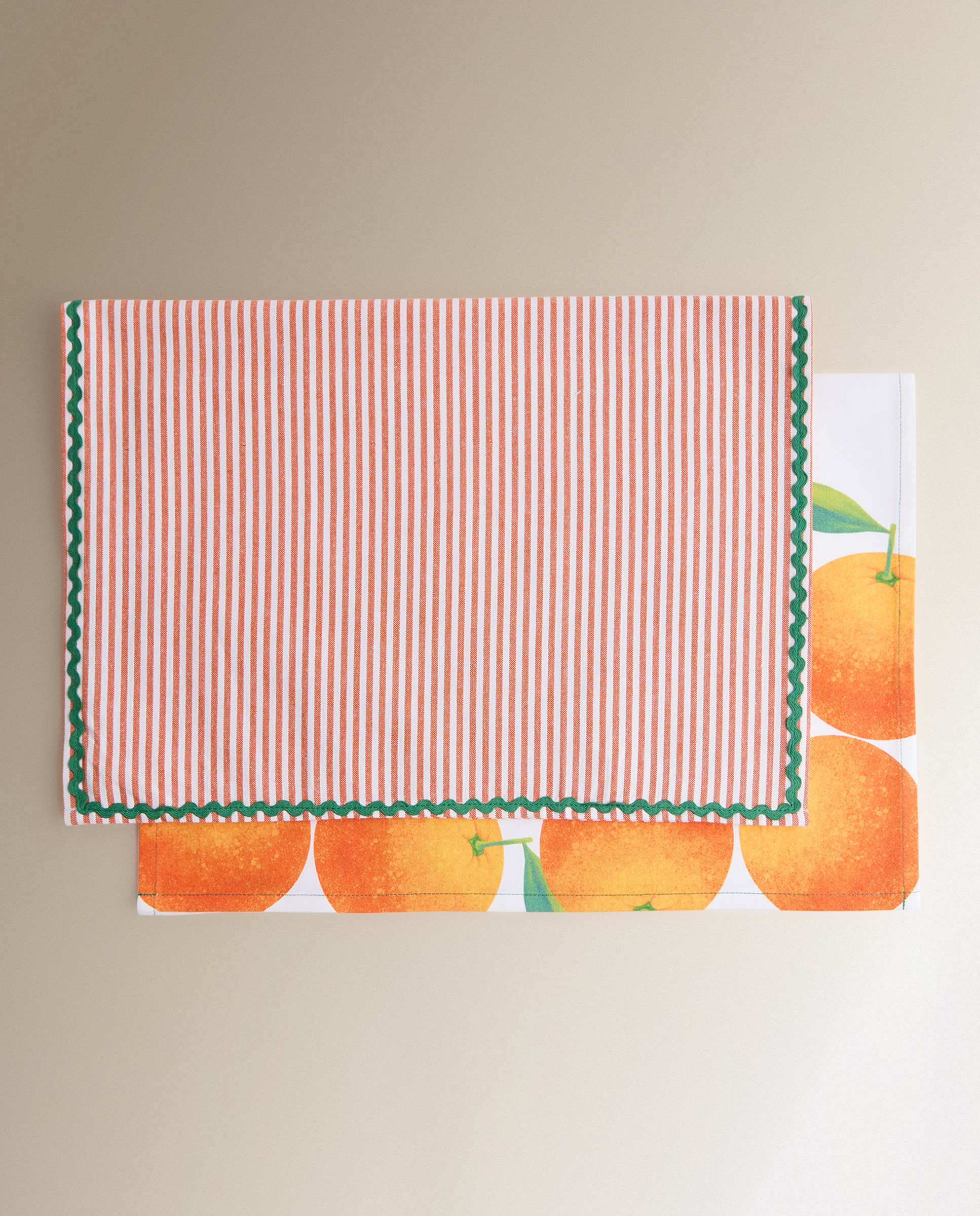 Conjunto de 2 Panos de Sarja de Algodão Laranjas Laranja-5