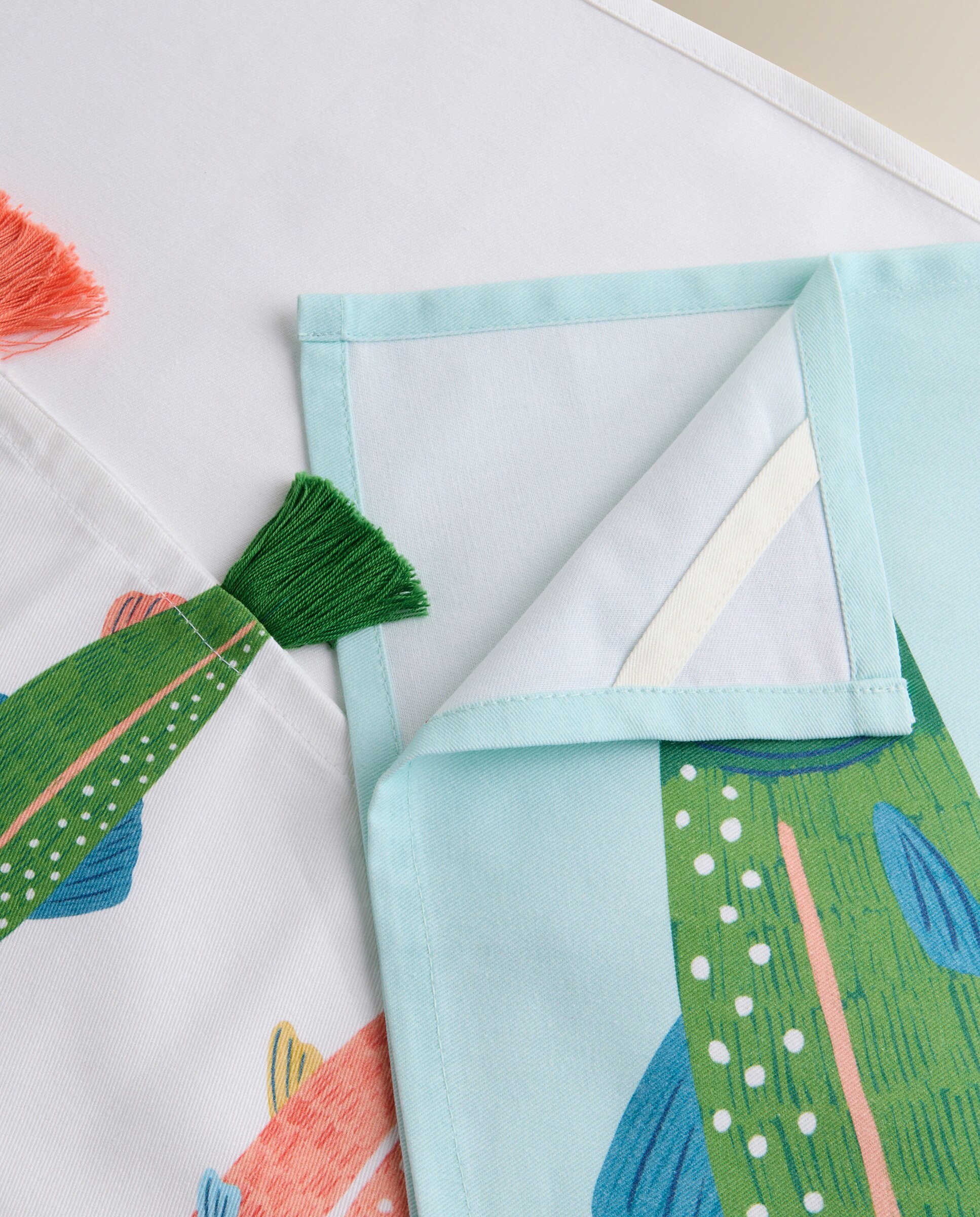 Conjunto de 2 Panos de Sarja de Algodão Peixes Multicolor-3