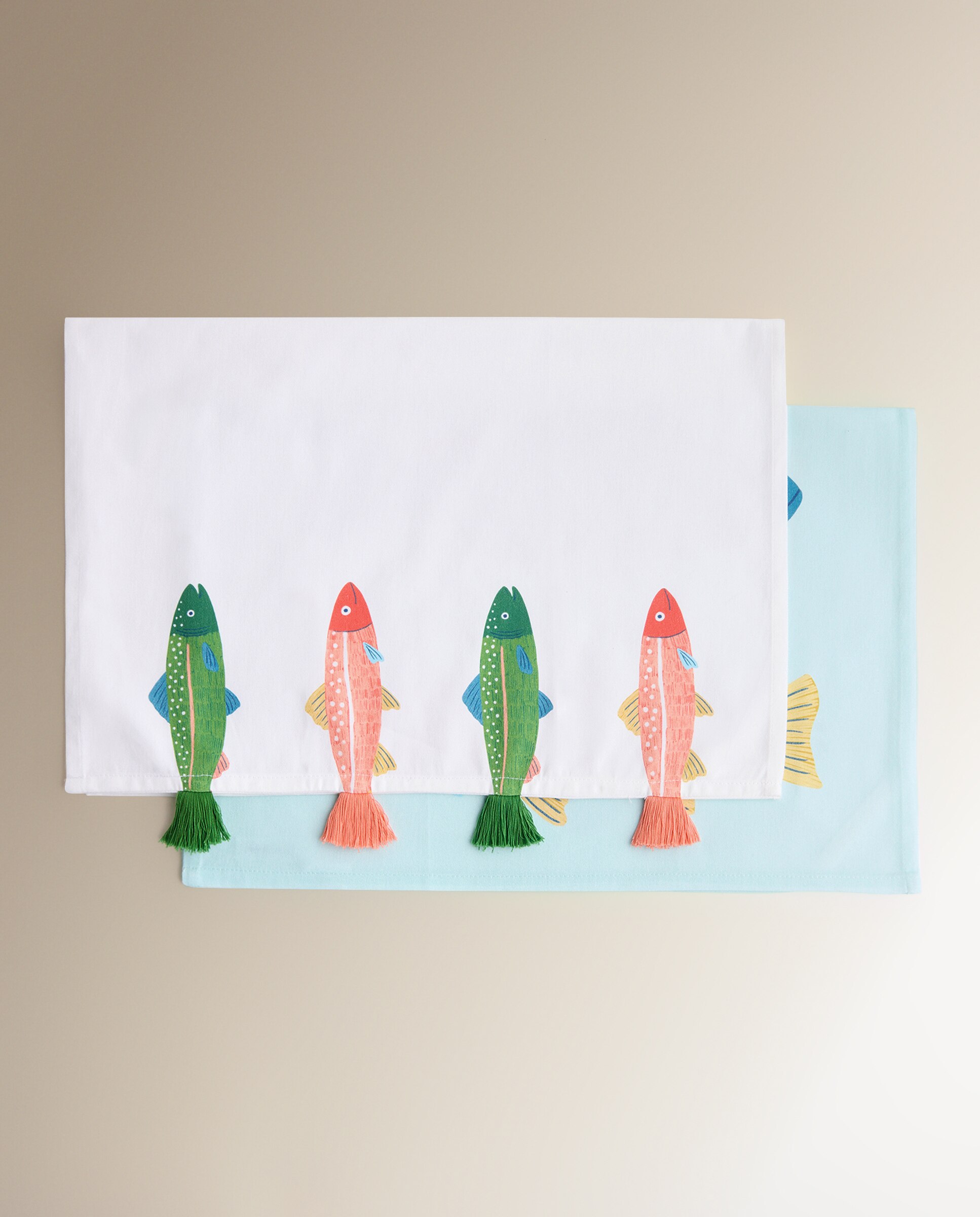 Conjunto de 2 Panos de Sarja de Algodão Peixes Multicolor-5