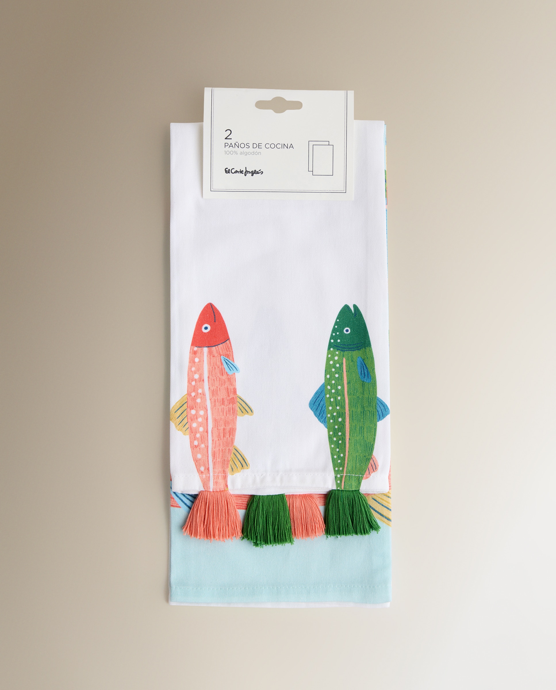 Conjunto de 2 Panos de Sarja de Algodão Peixes Multicolor-6
