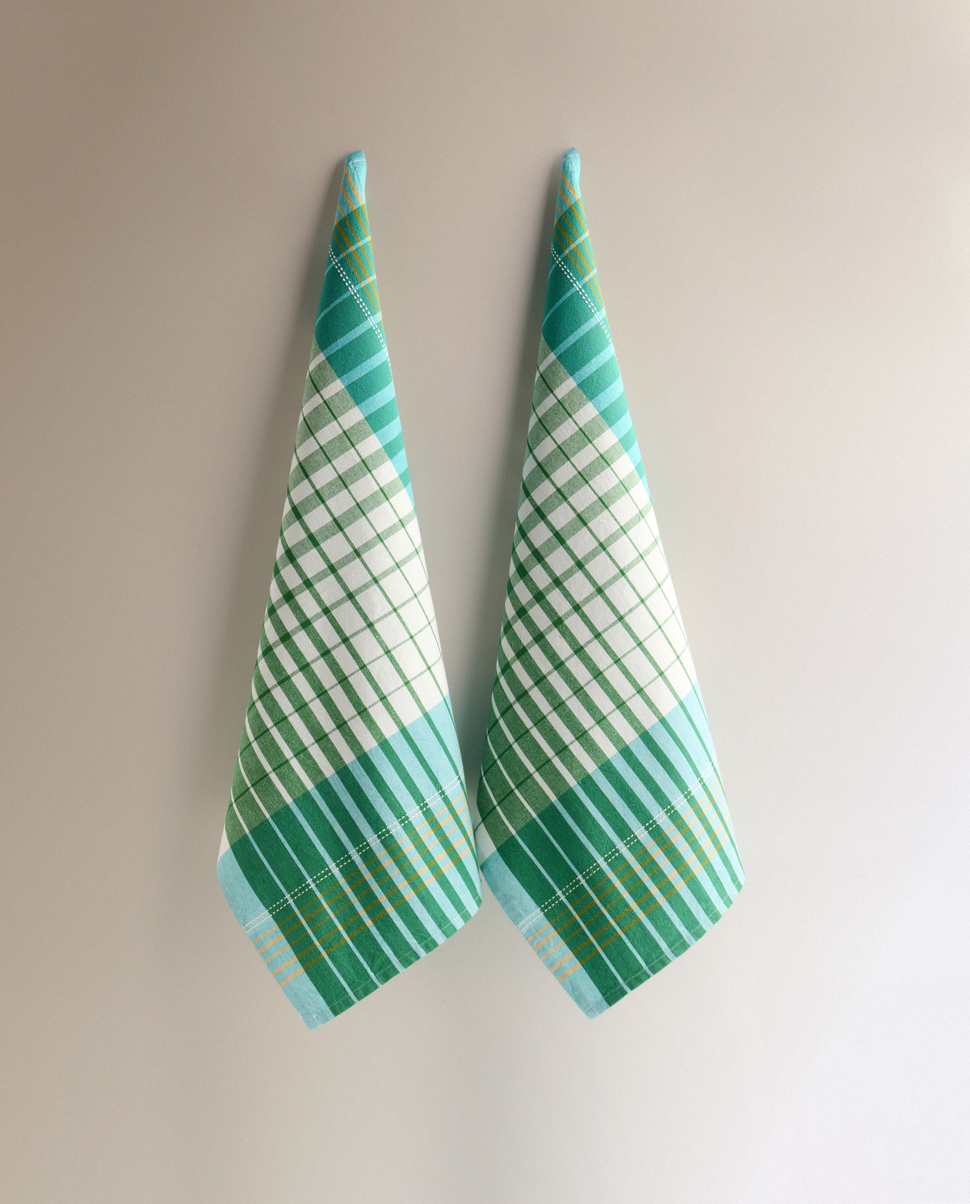 Conjunto de 2 Panos de Algodão Check Azul-2