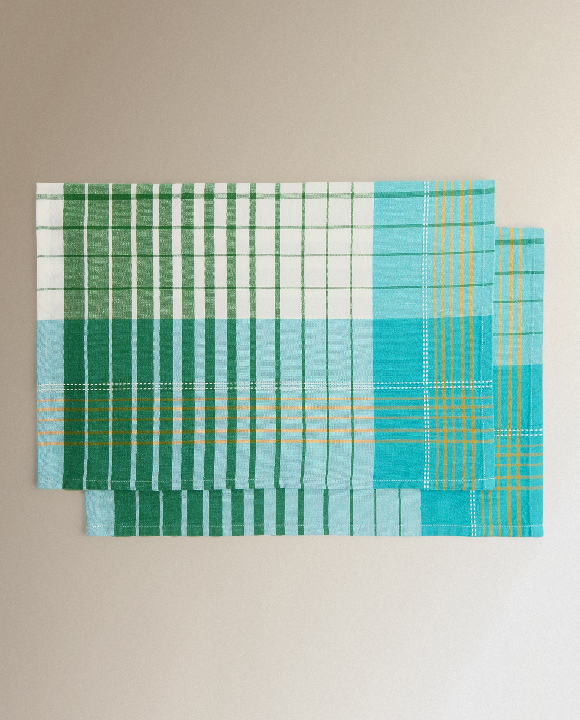 Conjunto de 2 Panos de Algodão Check Azul-5