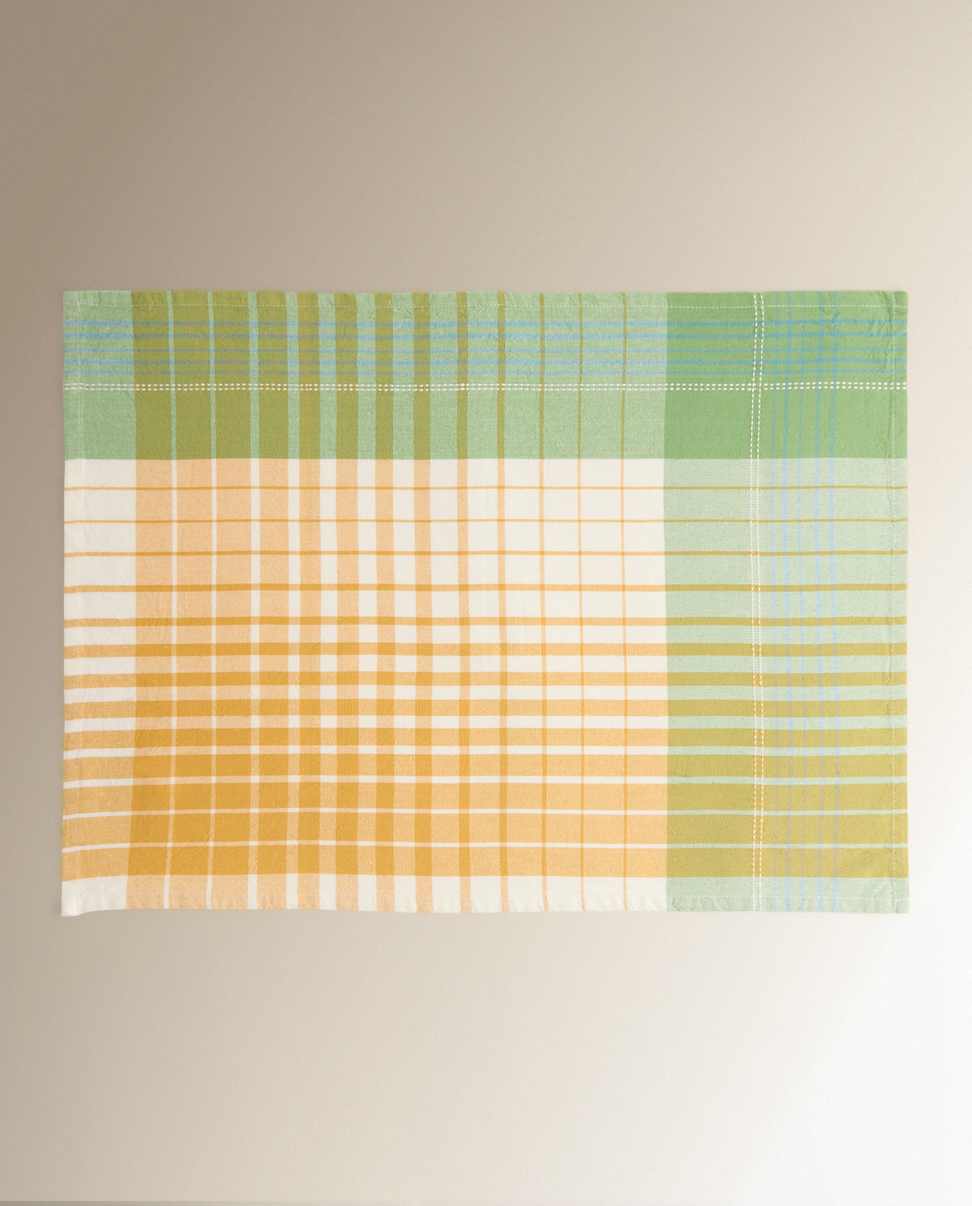 Conjunto de 2 Panos de Algodão Check Amarelo-4
