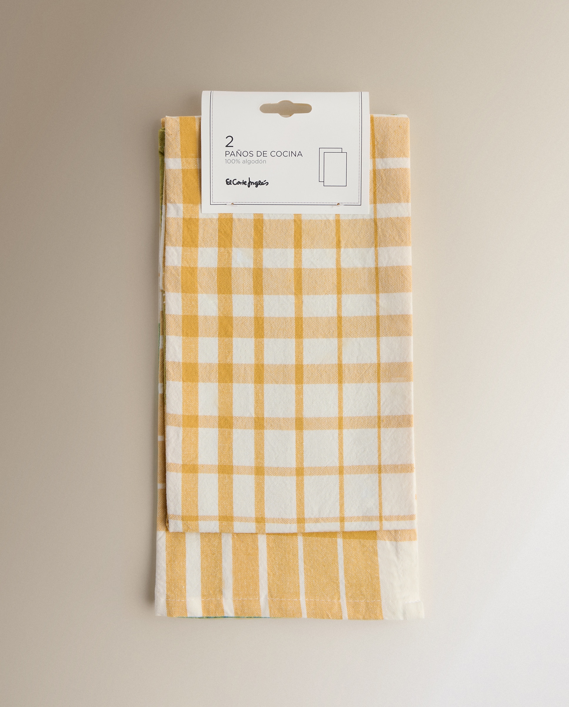 Conjunto de 2 Panos de Algodão Check Amarelo-6