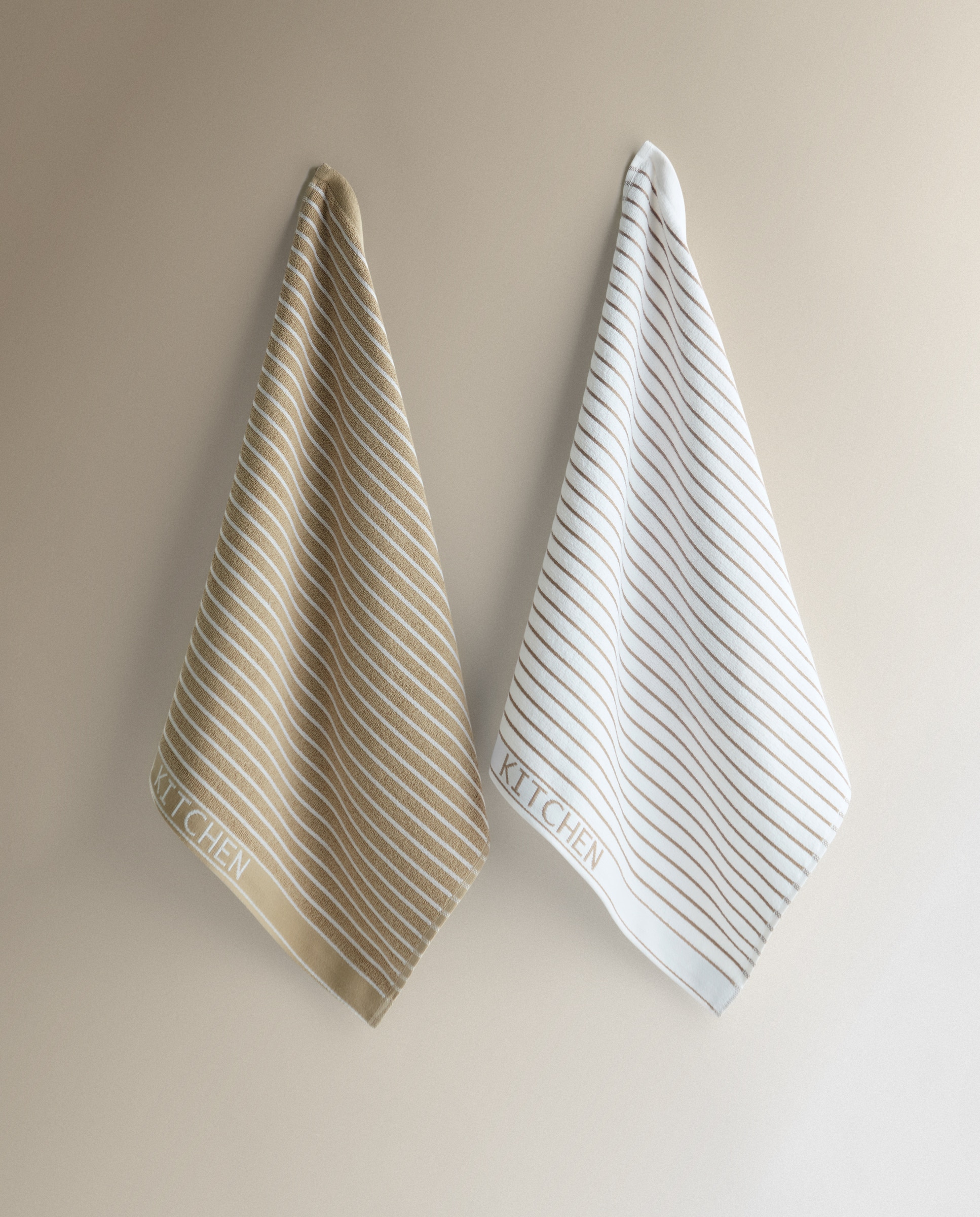 Conjunto de 2 Panos de Tecido Turco de Algodão Rock Bege-2