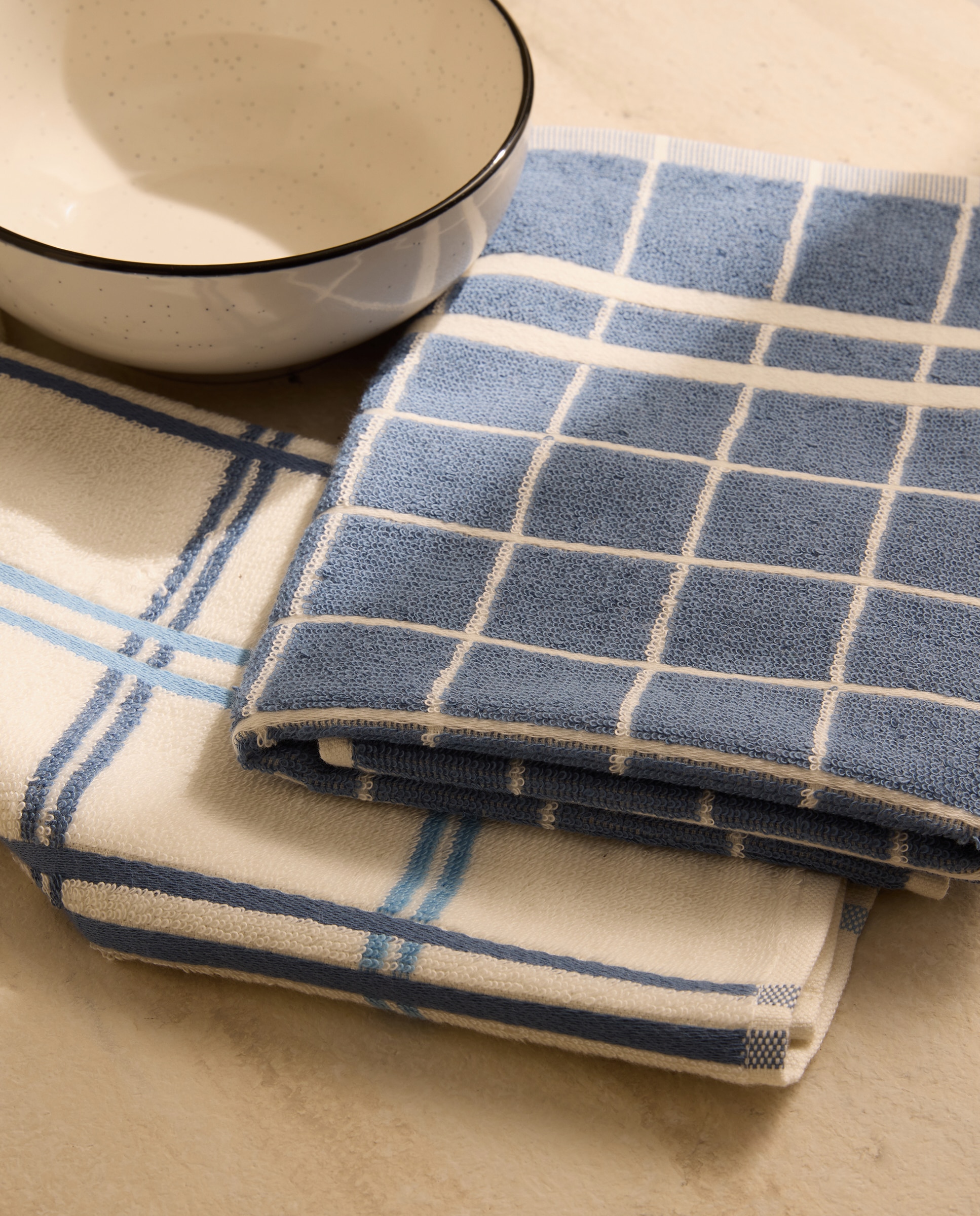 Set 2 paños rizo algodón Ozola - Verde 50 x 50 cm Azul-1