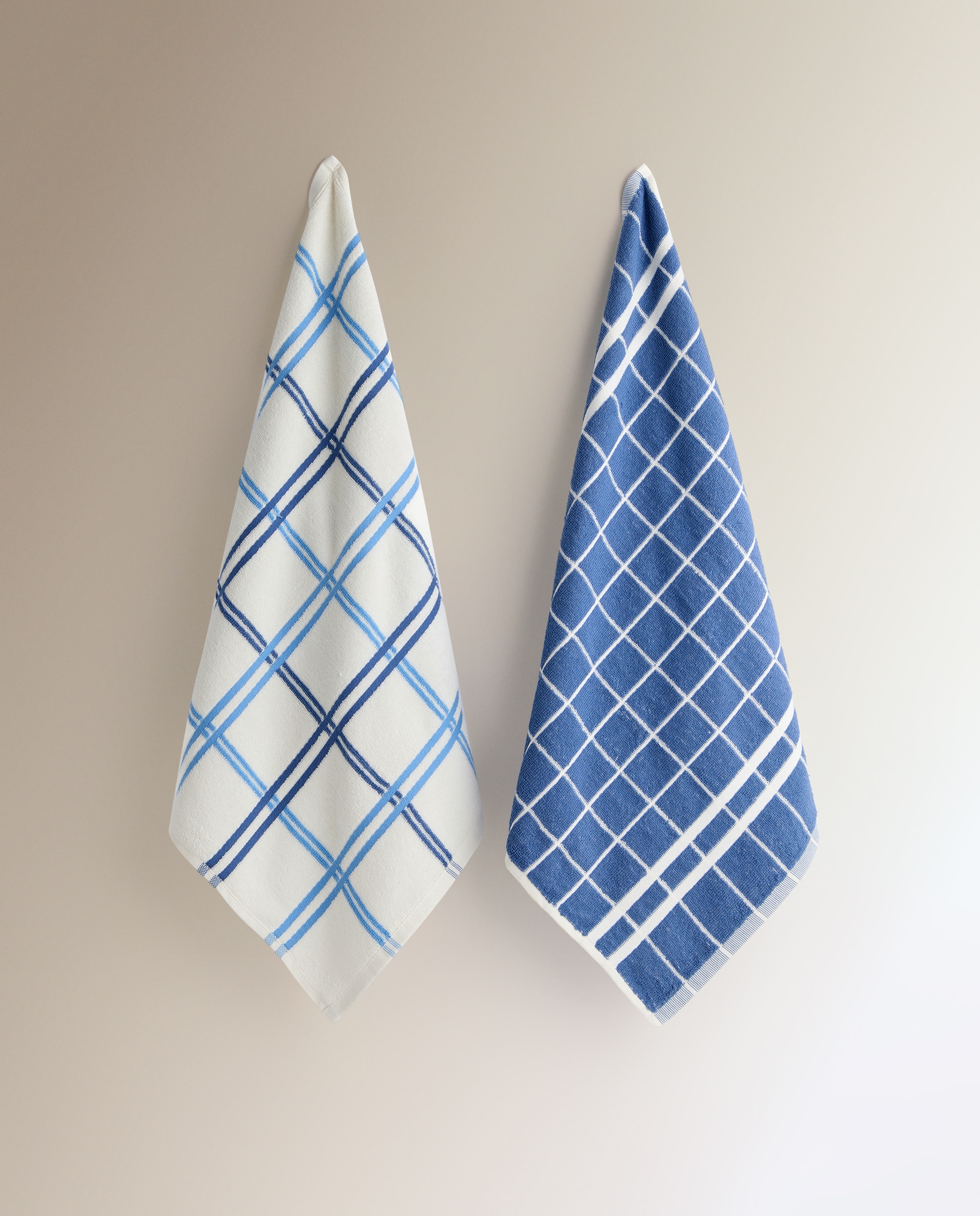 Set 2 paños rizo algodón Ozola - Verde 50 x 50 cm Azul-2