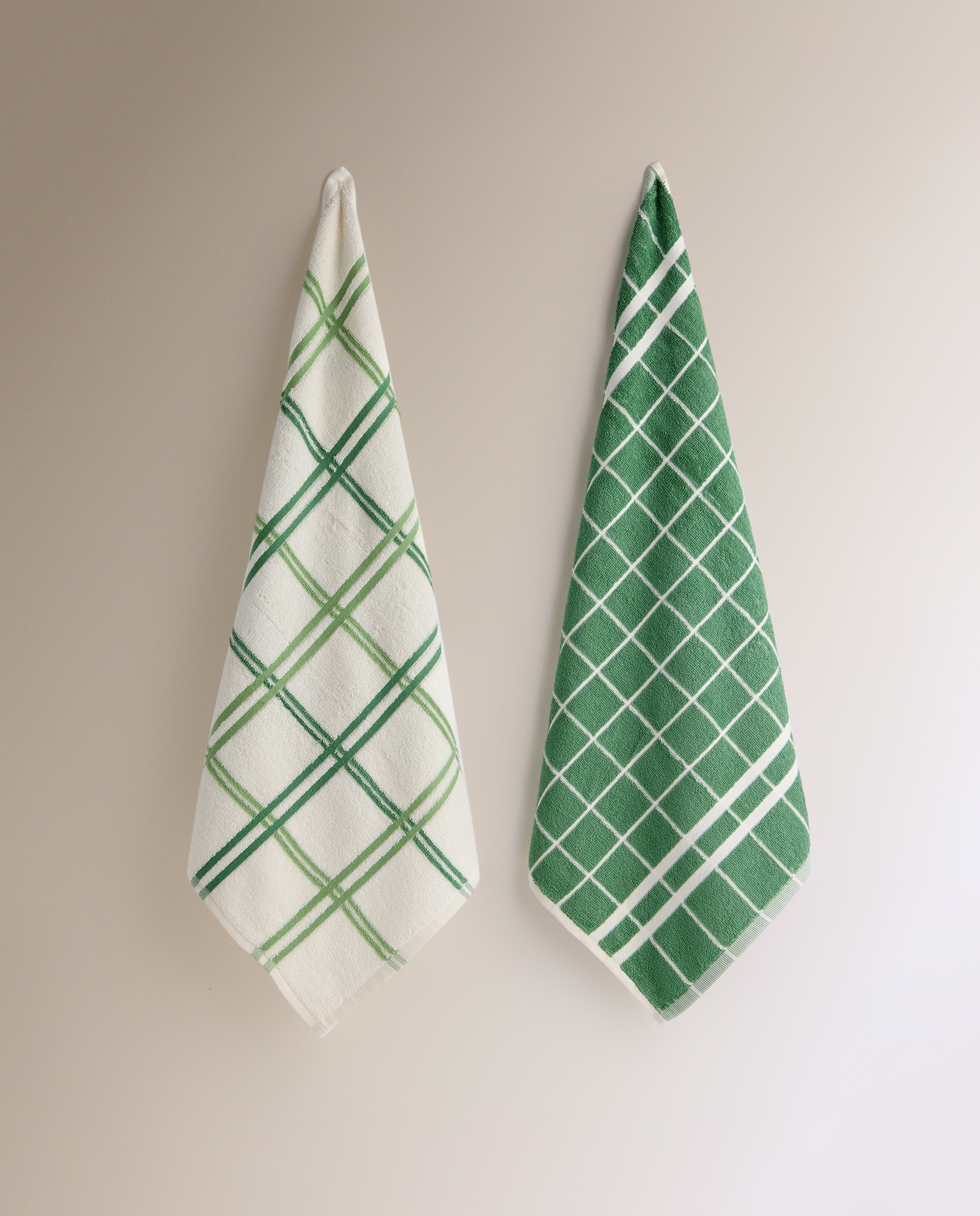 Conjunto de 2 Panos de Tecido Turco de Algodão Ozola Verde-2