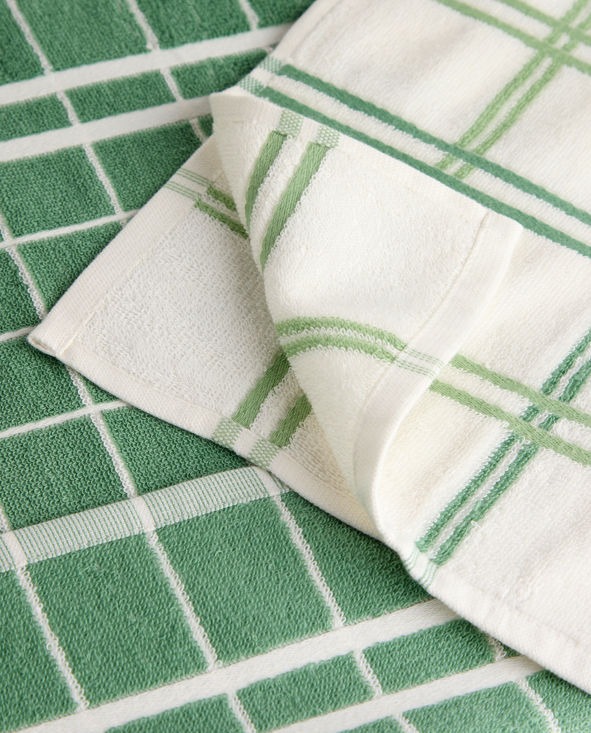 Conjunto de 2 Panos de Tecido Turco de Algodão Ozola Verde-3