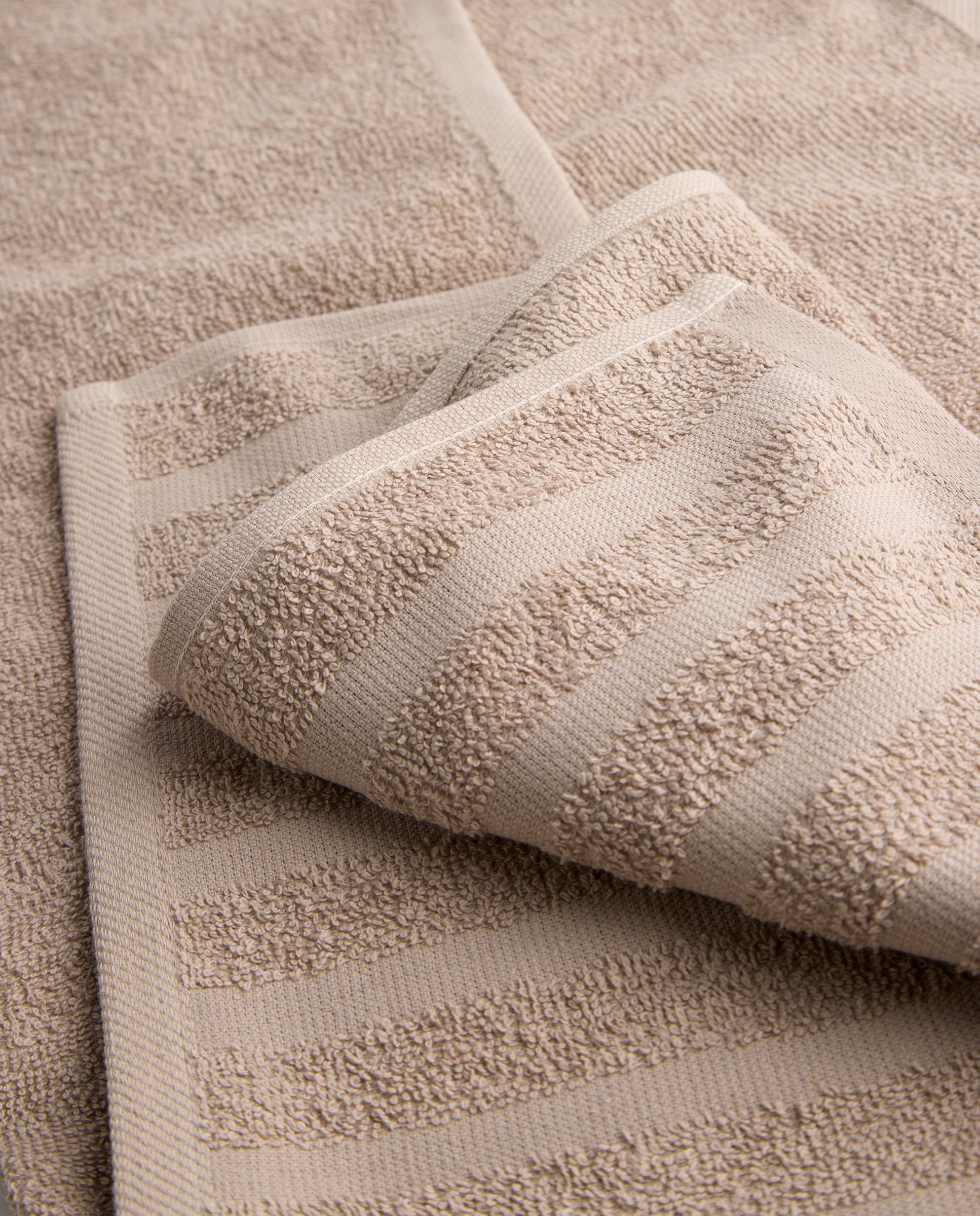 Conjunto de 2 Panos de Tecido Turco de Algodão Moss Bege-3