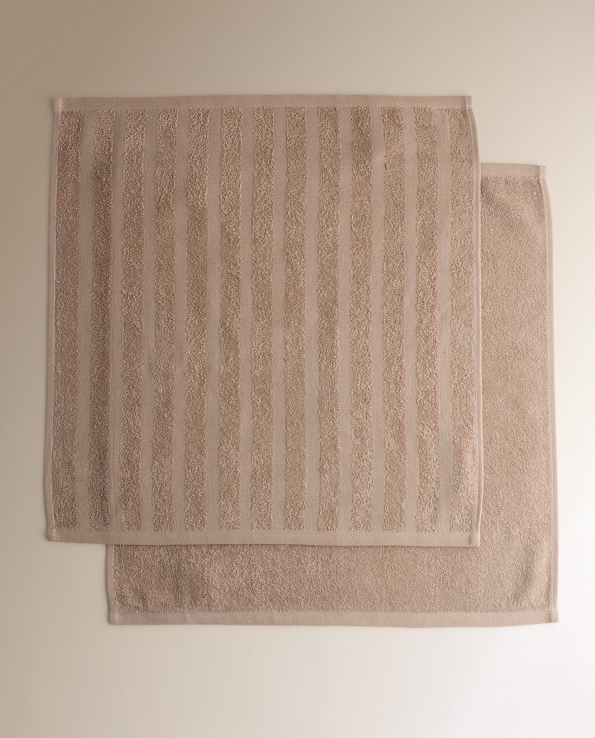 Conjunto de 2 Panos de Tecido Turco de Algodão Moss Bege-5