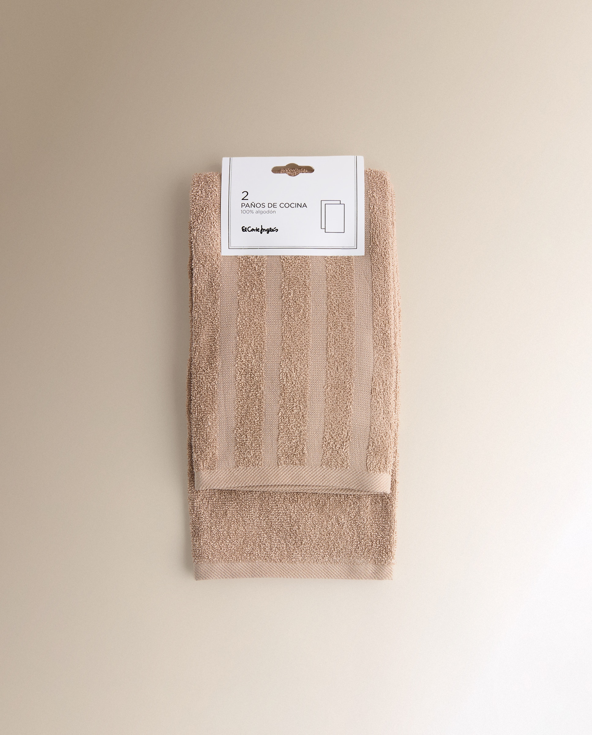 Conjunto de 2 Panos de Tecido Turco de Algodão Moss Bege-6