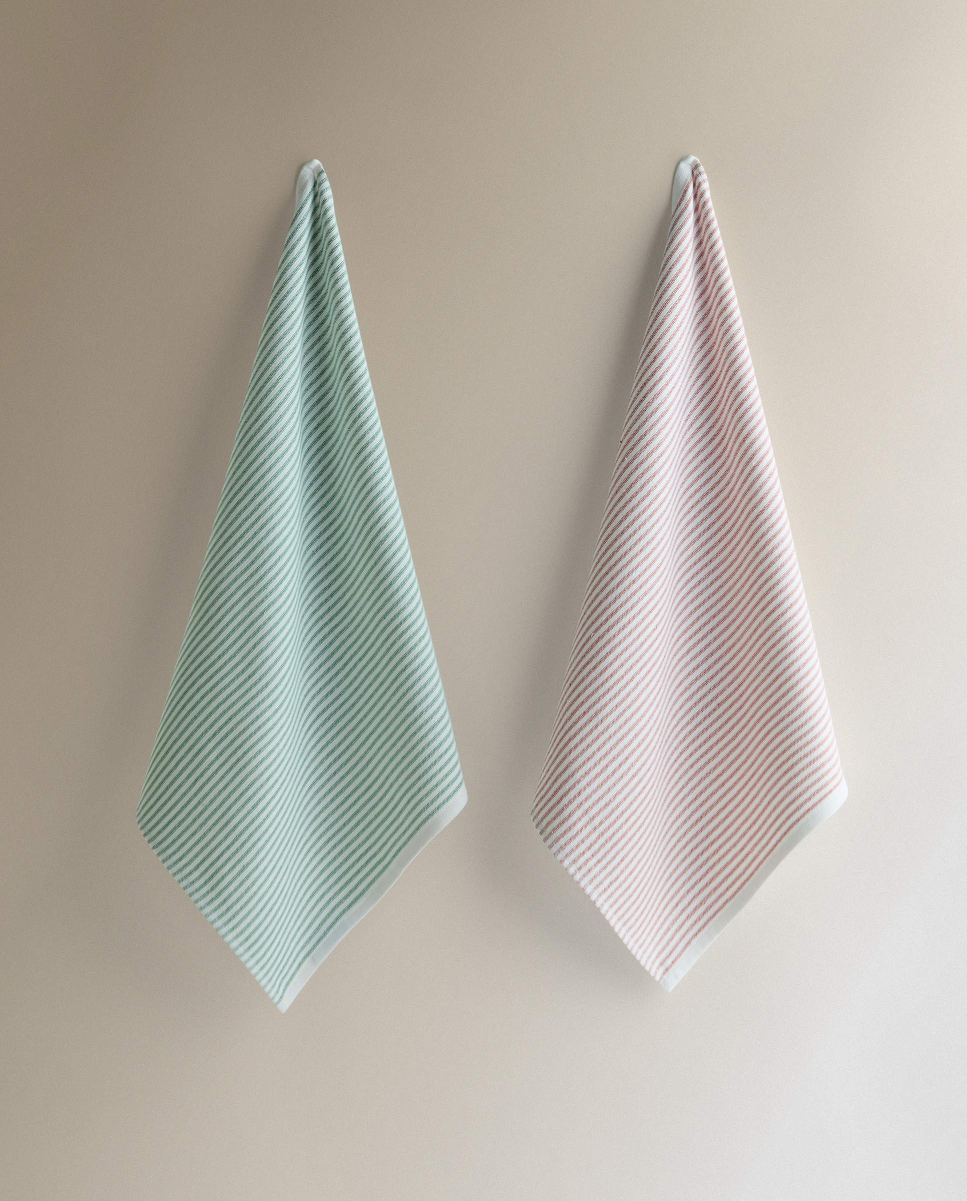 Conjunto de 2 Panos de Algodão Striped Verde-2