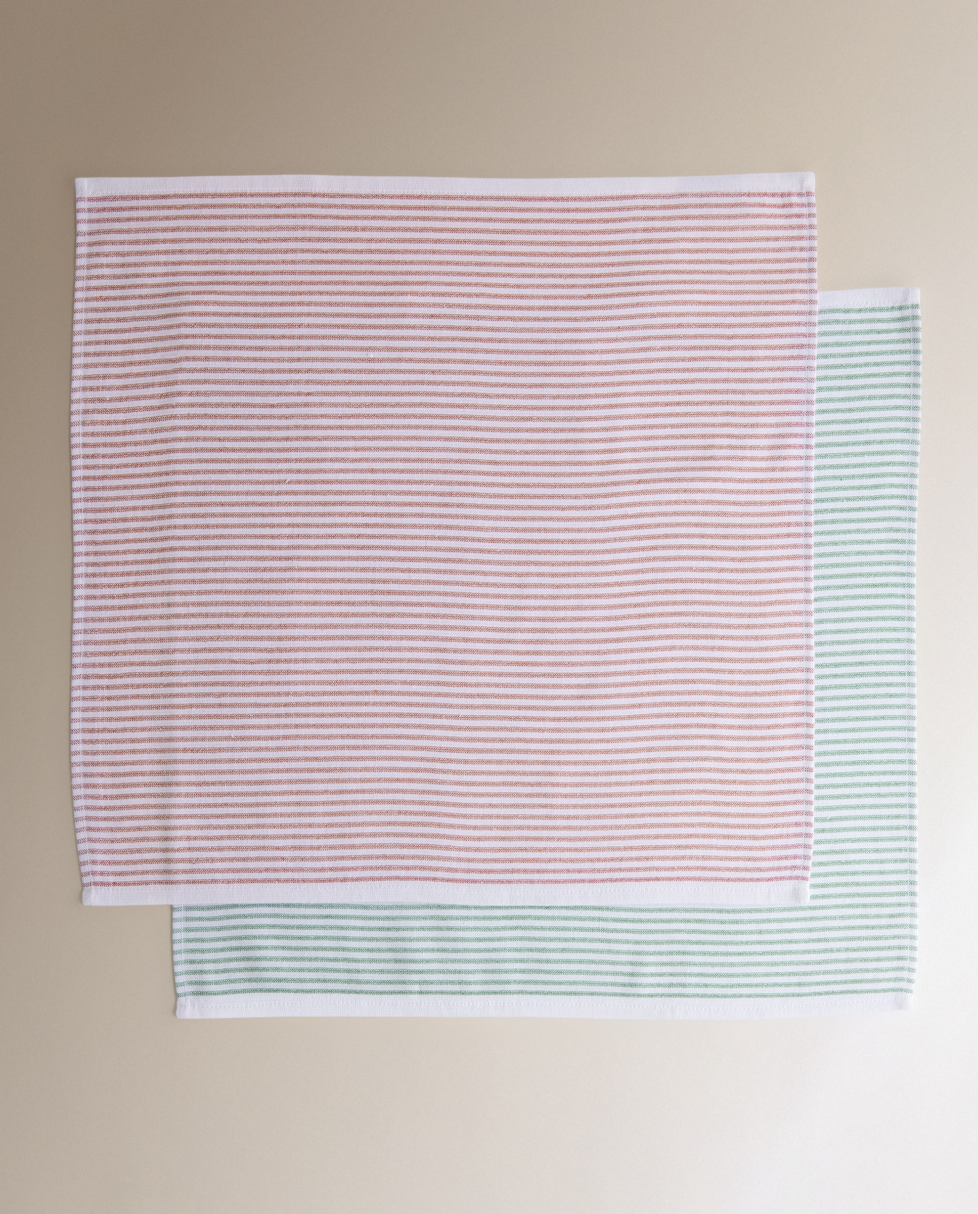 Conjunto de 2 Panos de Algodão Striped Verde-5