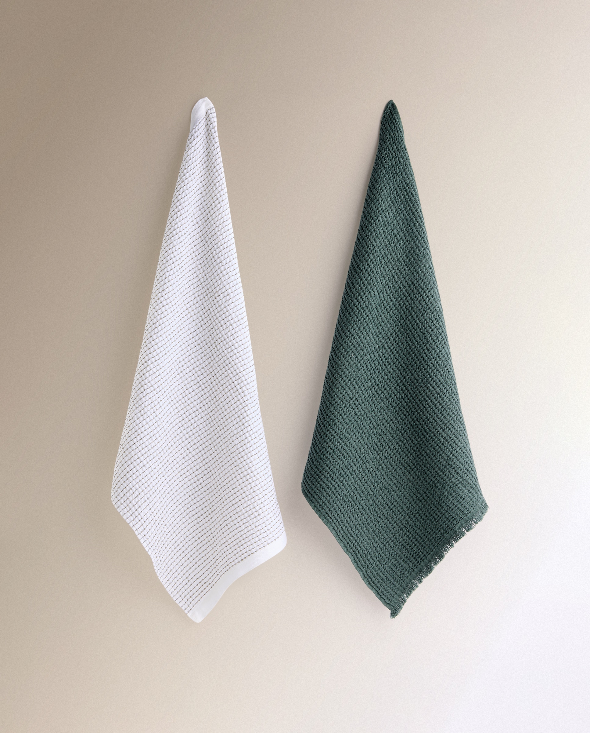 Set 2 paños de cocina algodón Nido - Verde 50 x 70 cm Verde-2