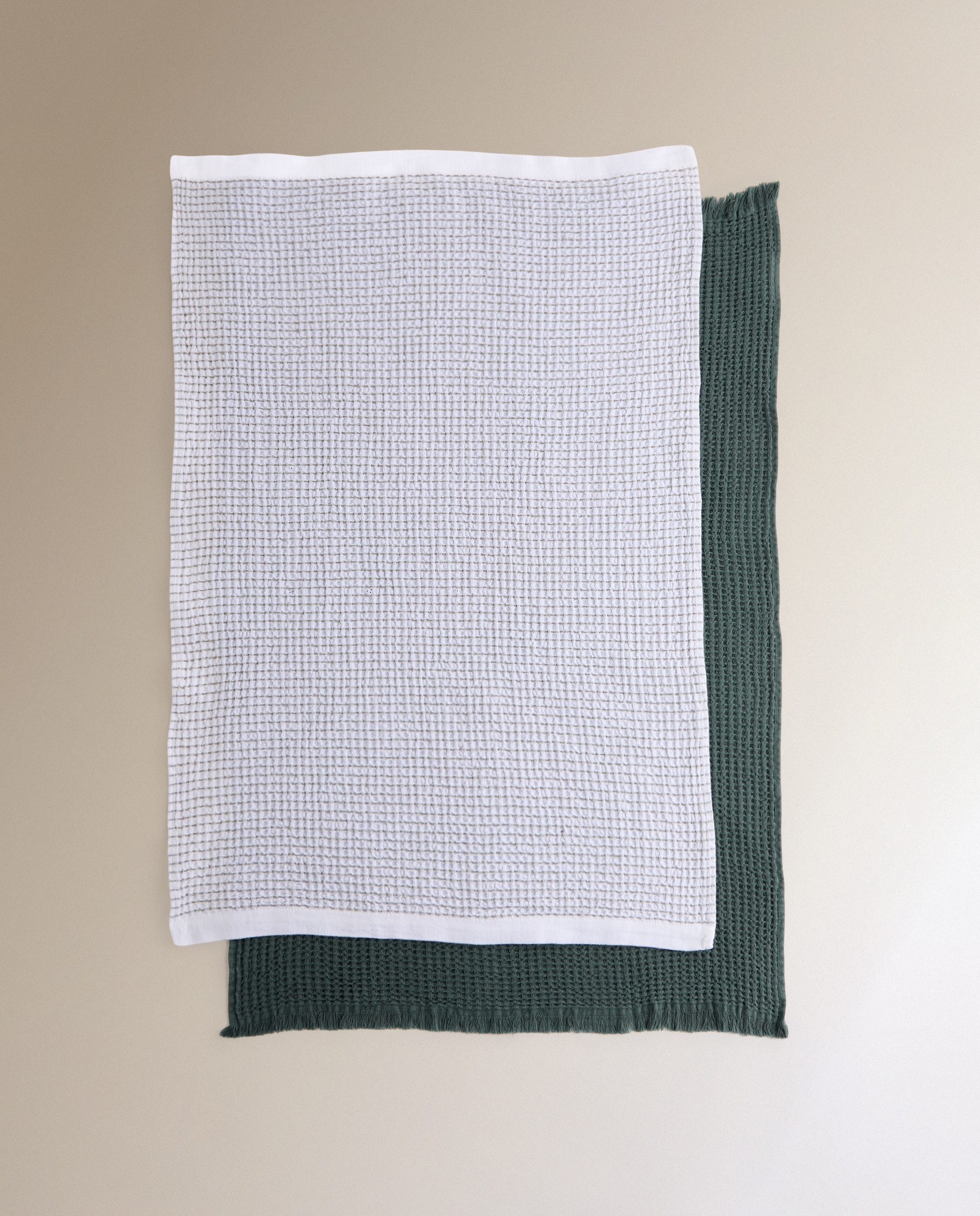 Set 2 paños de cocina algodón Nido - Verde 50 x 70 cm Verde-5