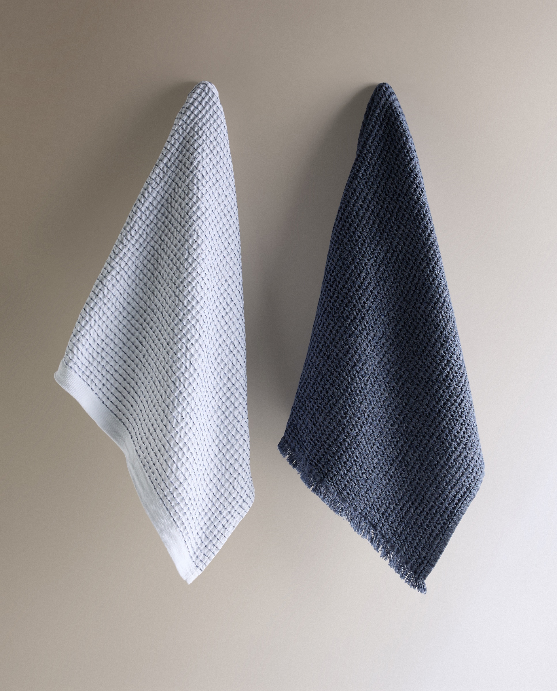 Set 2 paños de cocina algodón Nido - Azul 50 x 70 cm Azul-2