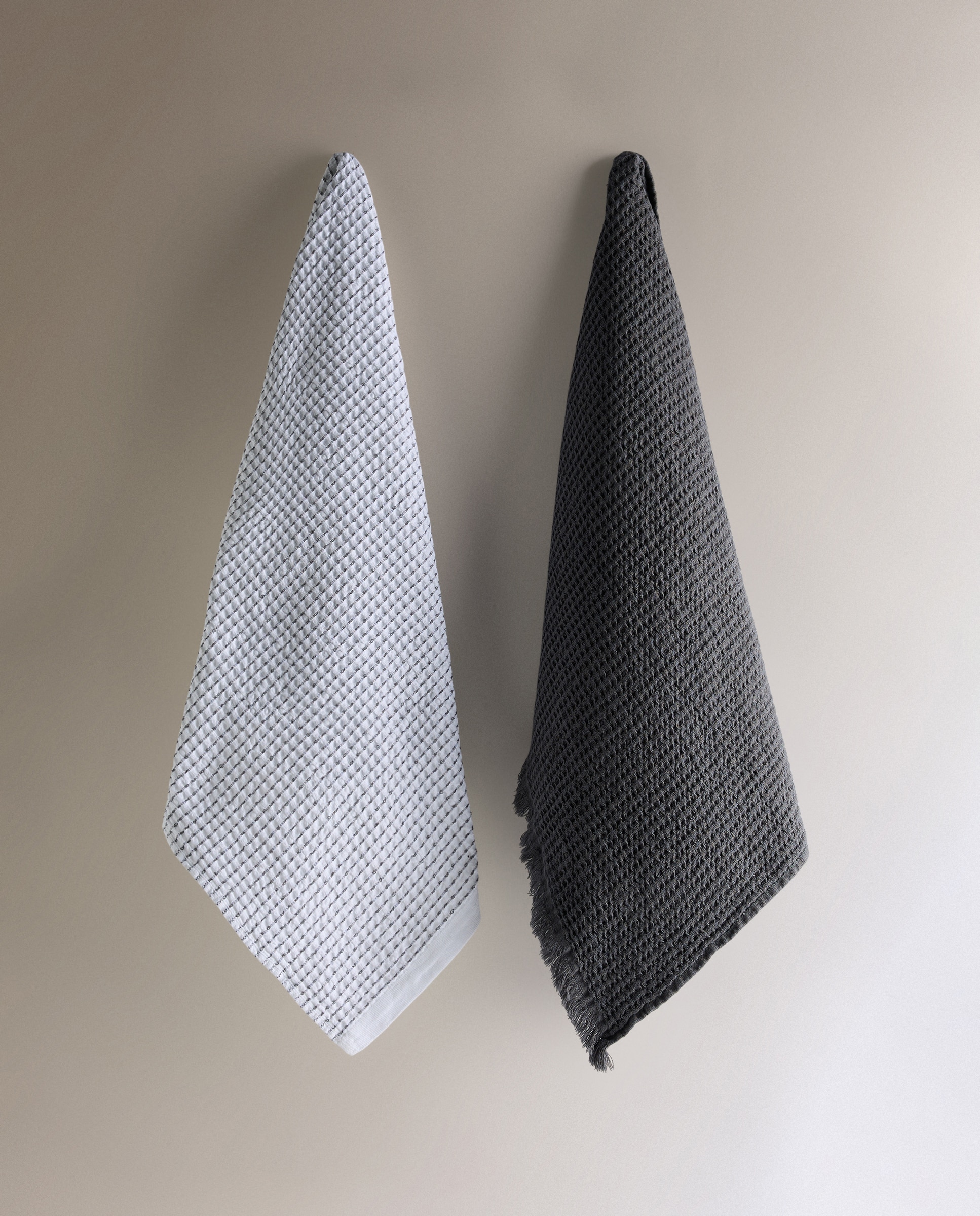 Set 2 paños de cocina algodón Nido - Gris 50 x 70 cm Gris-2