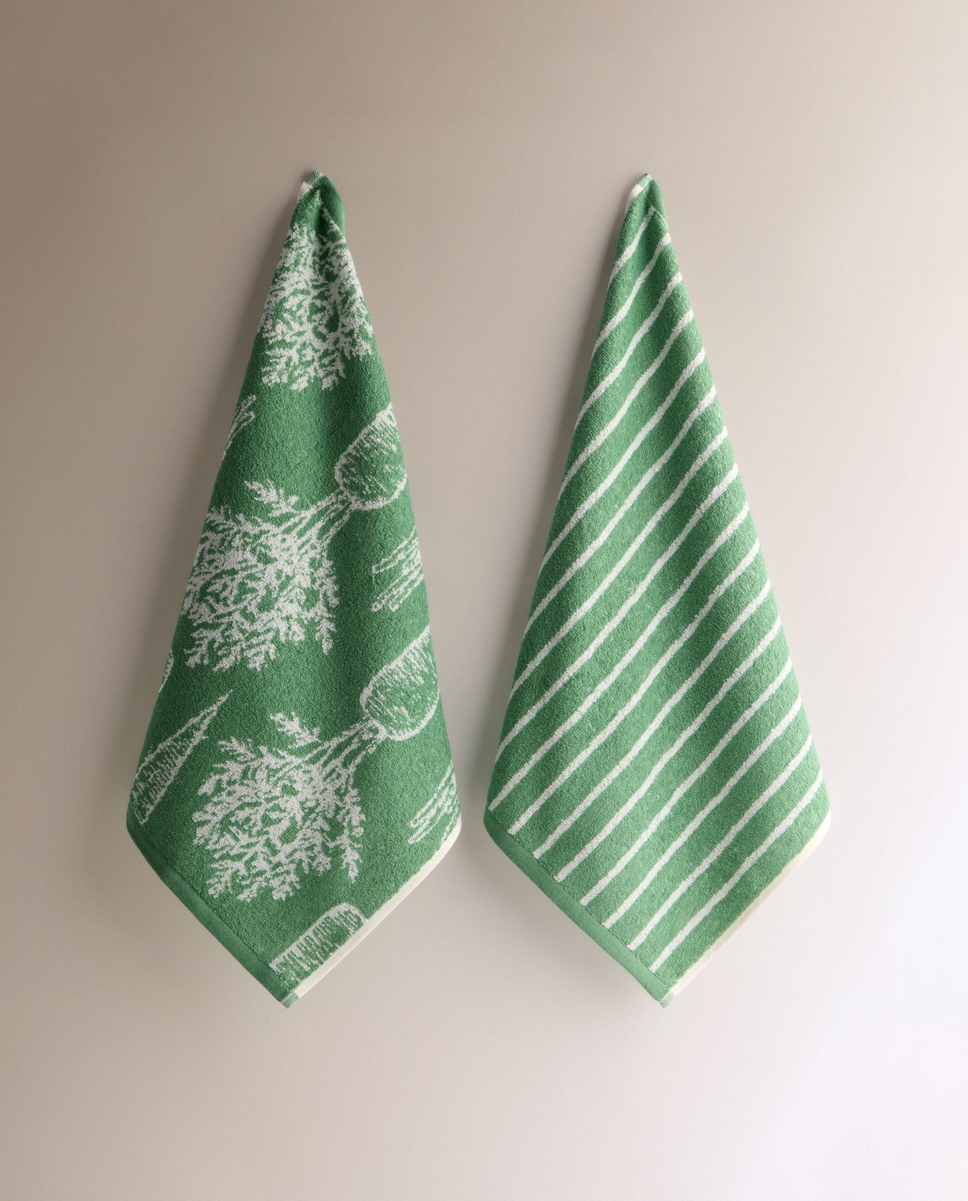 Set 2 paños de rizo algodón Verduras - Verde 50 x 50 cm Verde-2