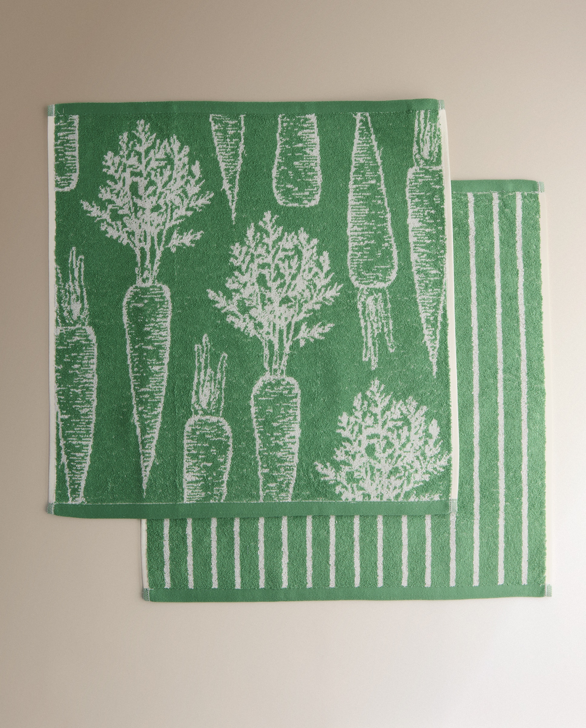 Set 2 paños de rizo algodón Verduras - Verde 50 x 50 cm Verde-5