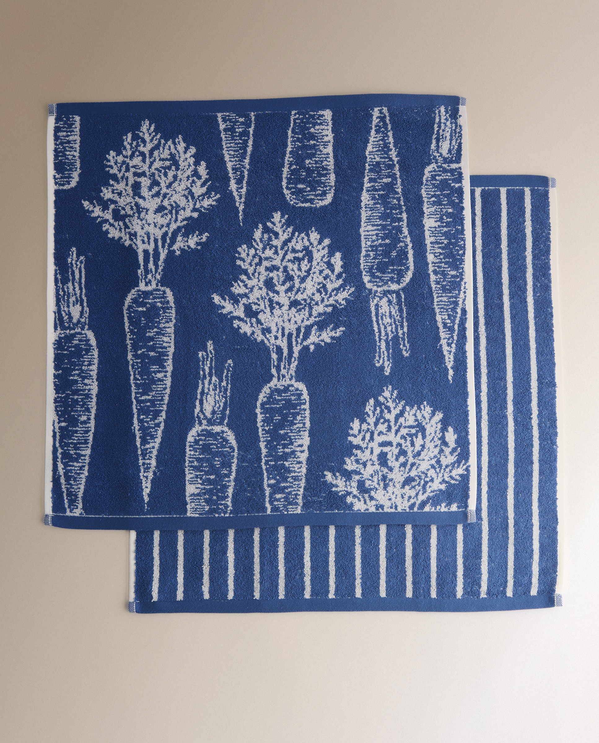 Set 2 paños de rizo algodón Verduras - Azul 50 x 50 cm Azul-5