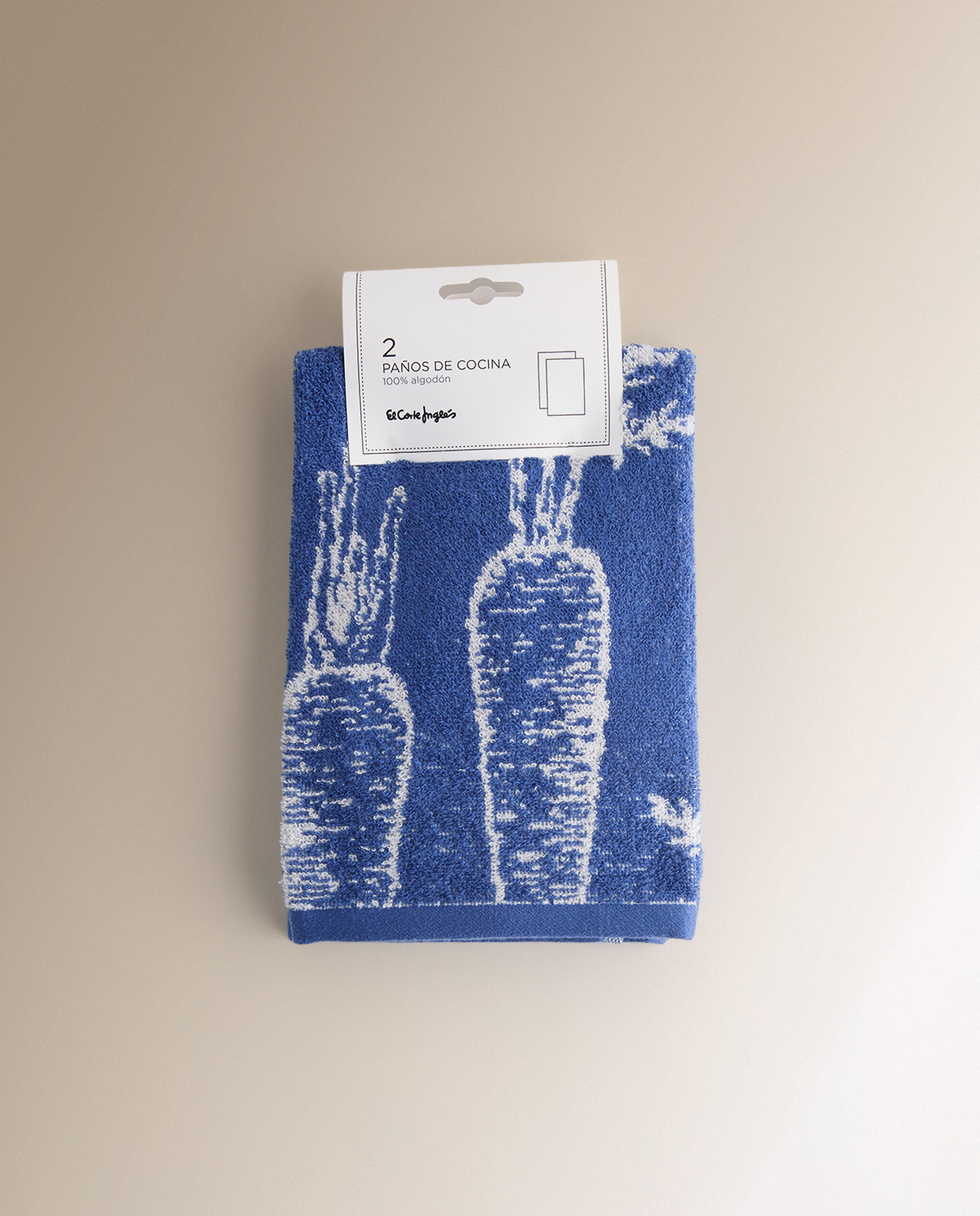 Set 2 paños de rizo algodón Verduras - Azul 50 x 50 cm Azul-6