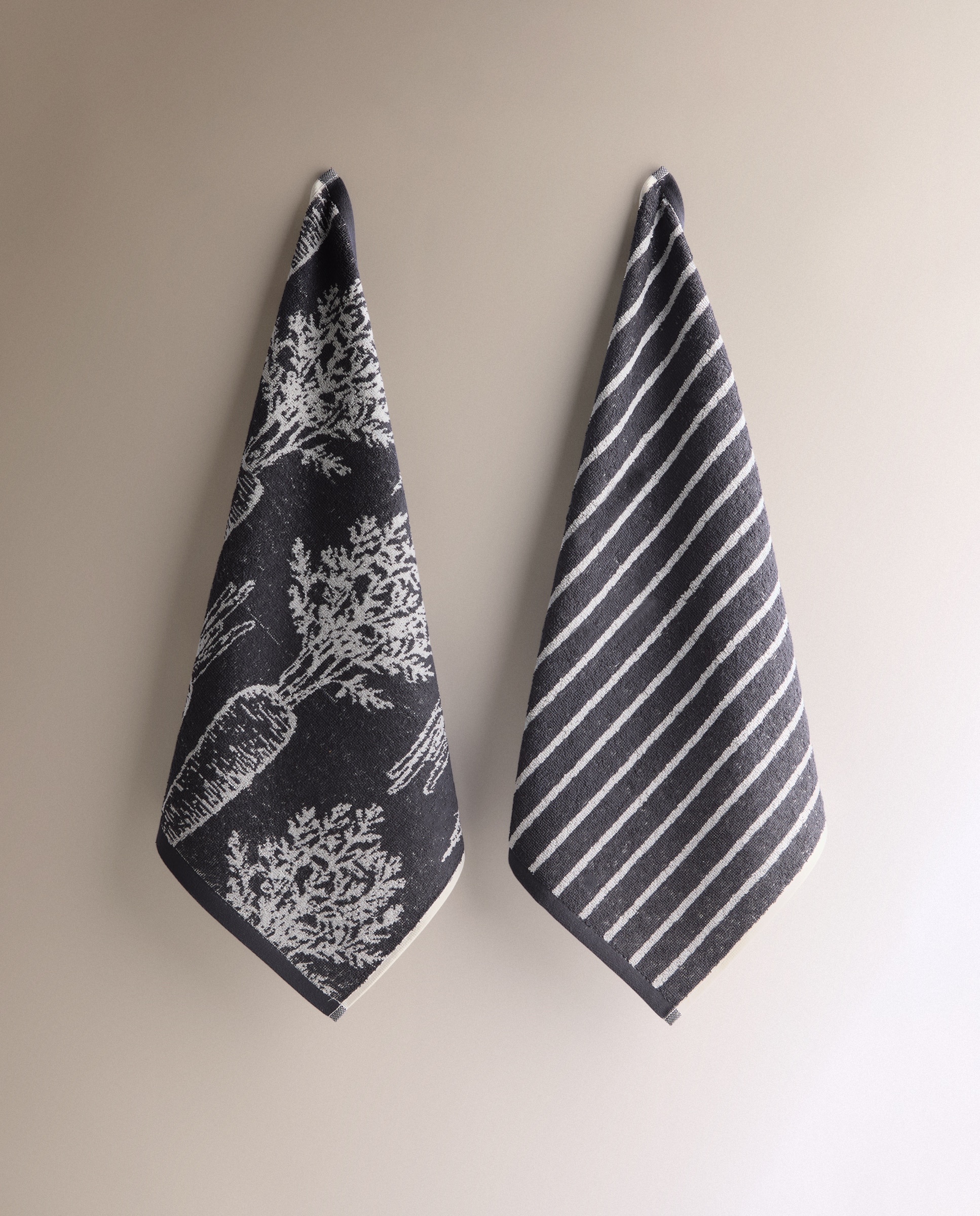 Set 2 paños de rizo algodón Verduras - Gris 50 x 50 cm Gris-2