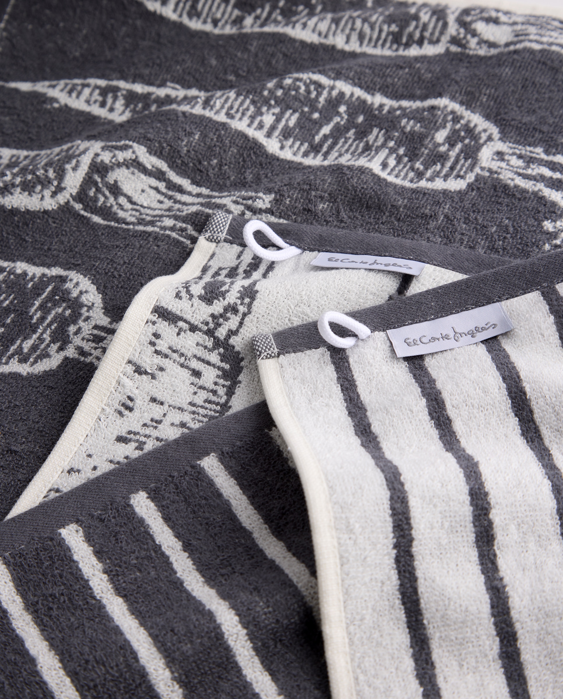 Set 2 paños de rizo algodón Verduras - Gris 50 x 50 cm Gris-3