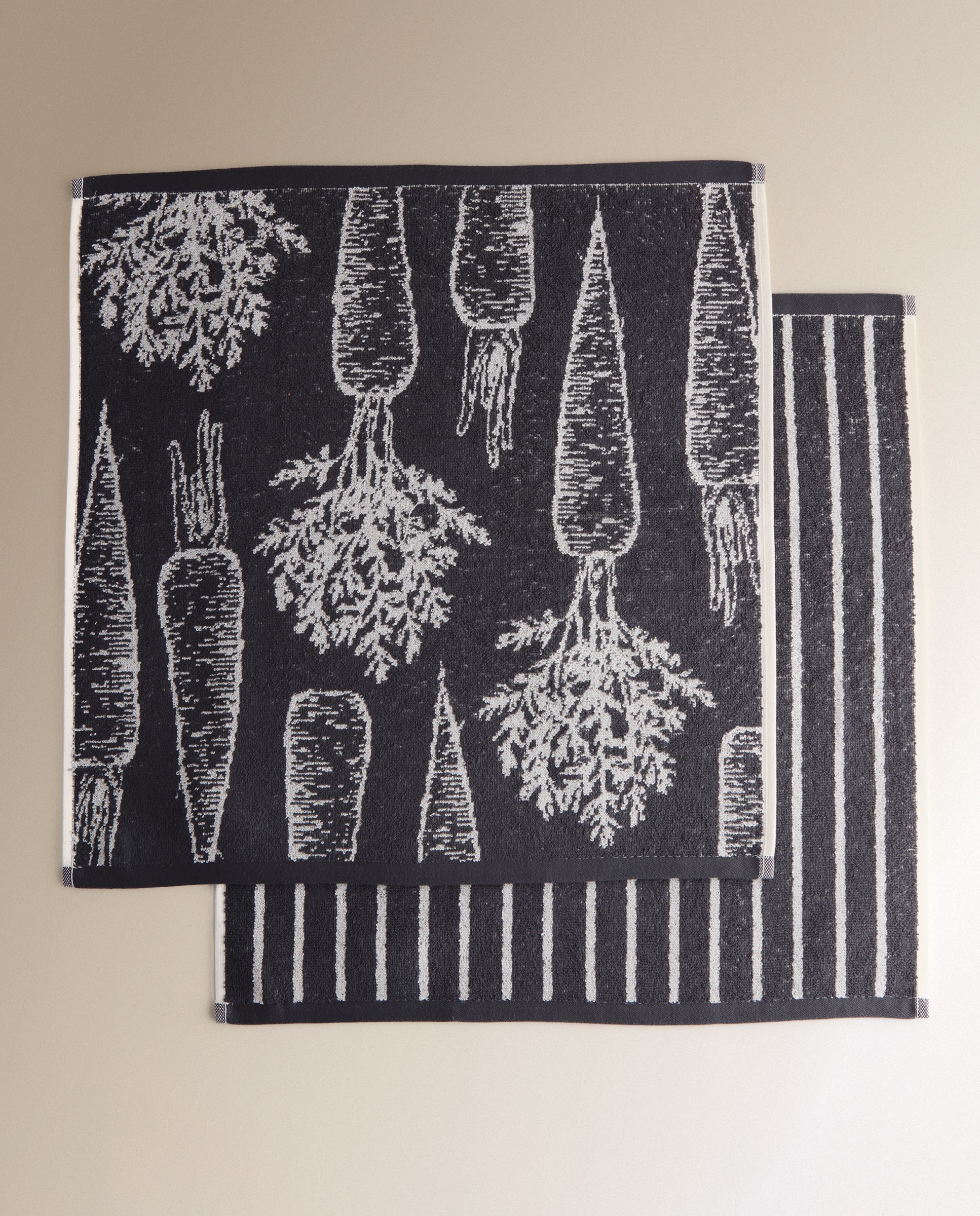 Set 2 paños de rizo algodón Verduras - Gris 50 x 50 cm Gris-5