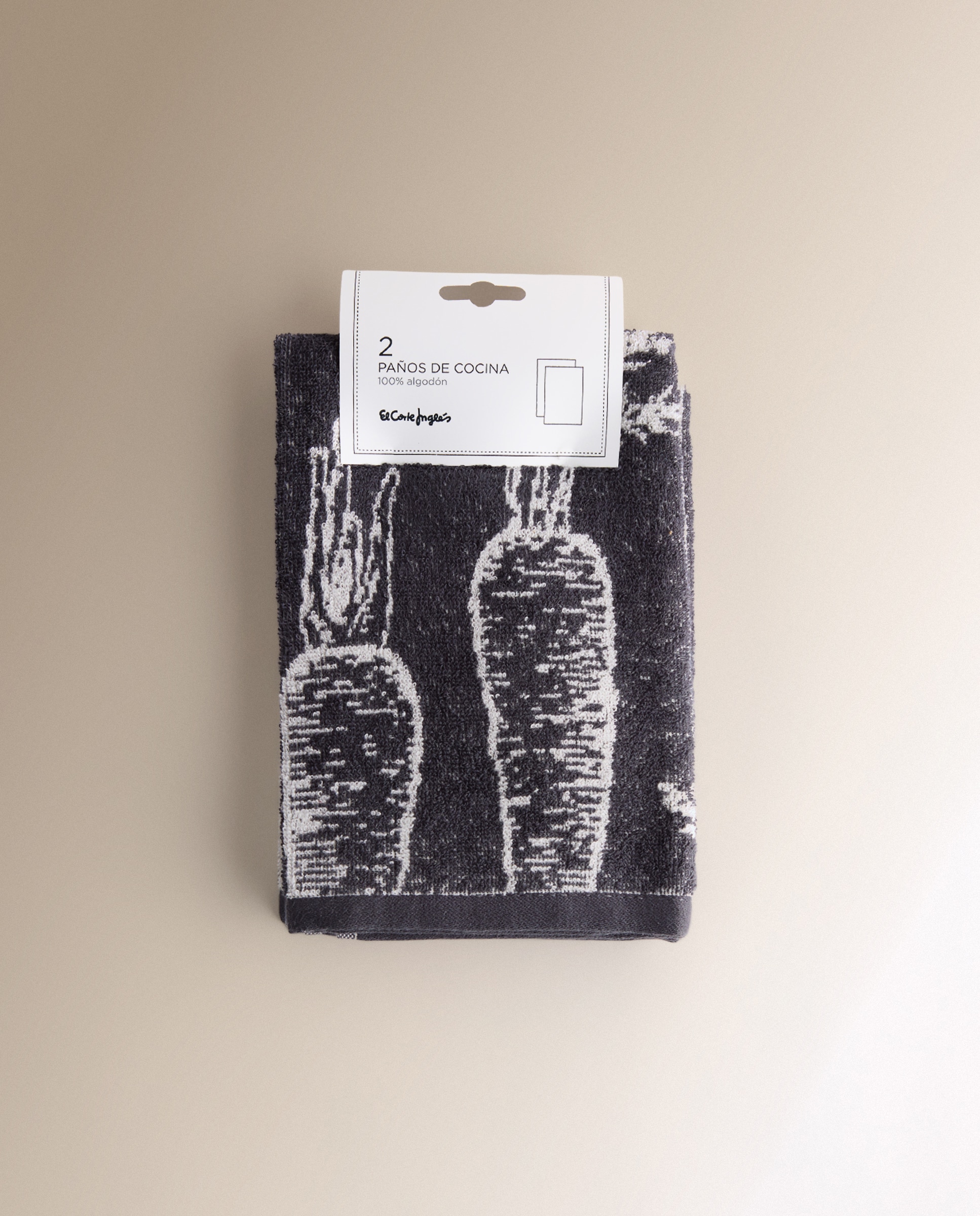 Set 2 paños de rizo algodón Verduras - Gris 50 x 50 cm Gris-6