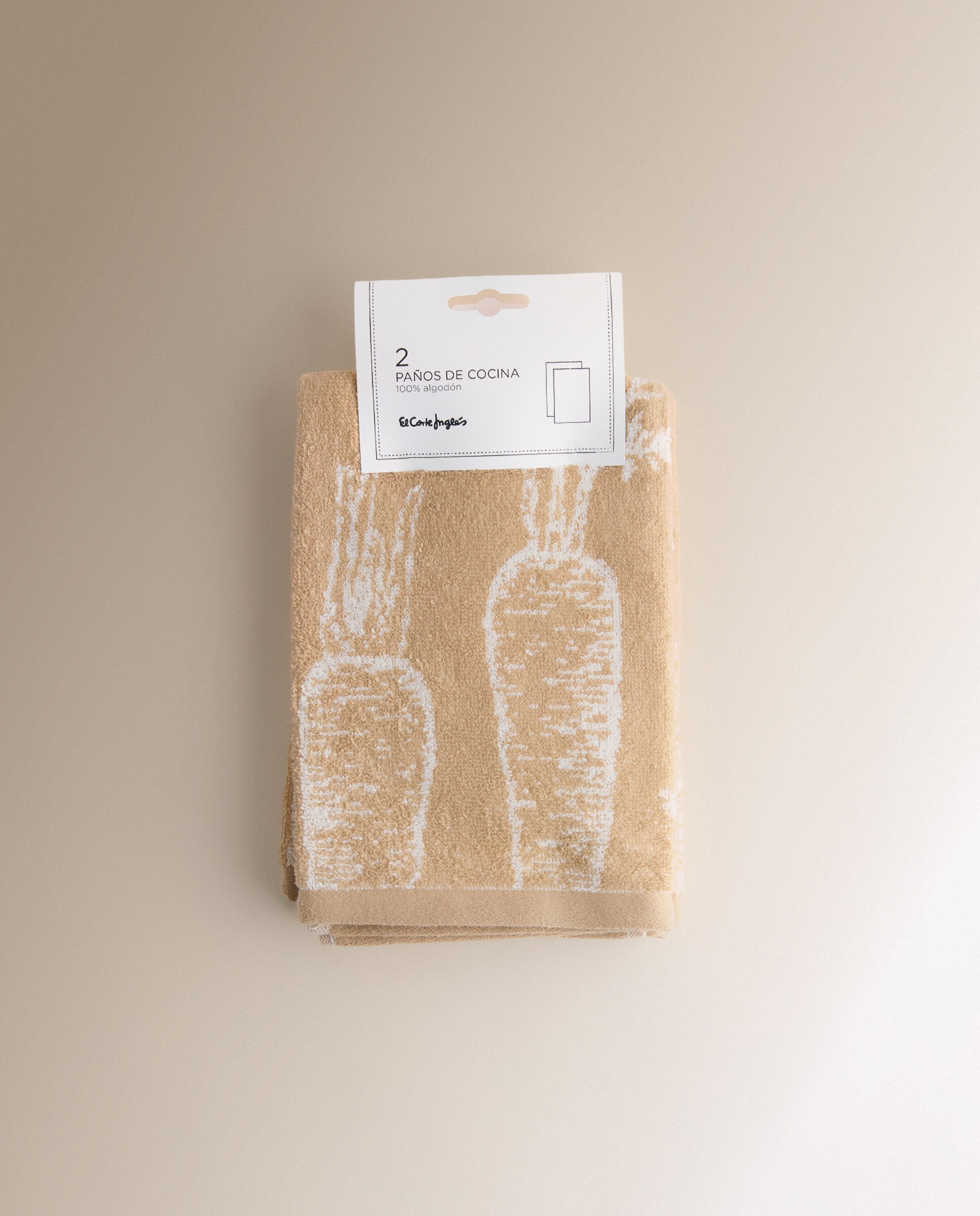 Conjunto de 2 Panos de Tecido Turco de Algodão Verduras Bege-6