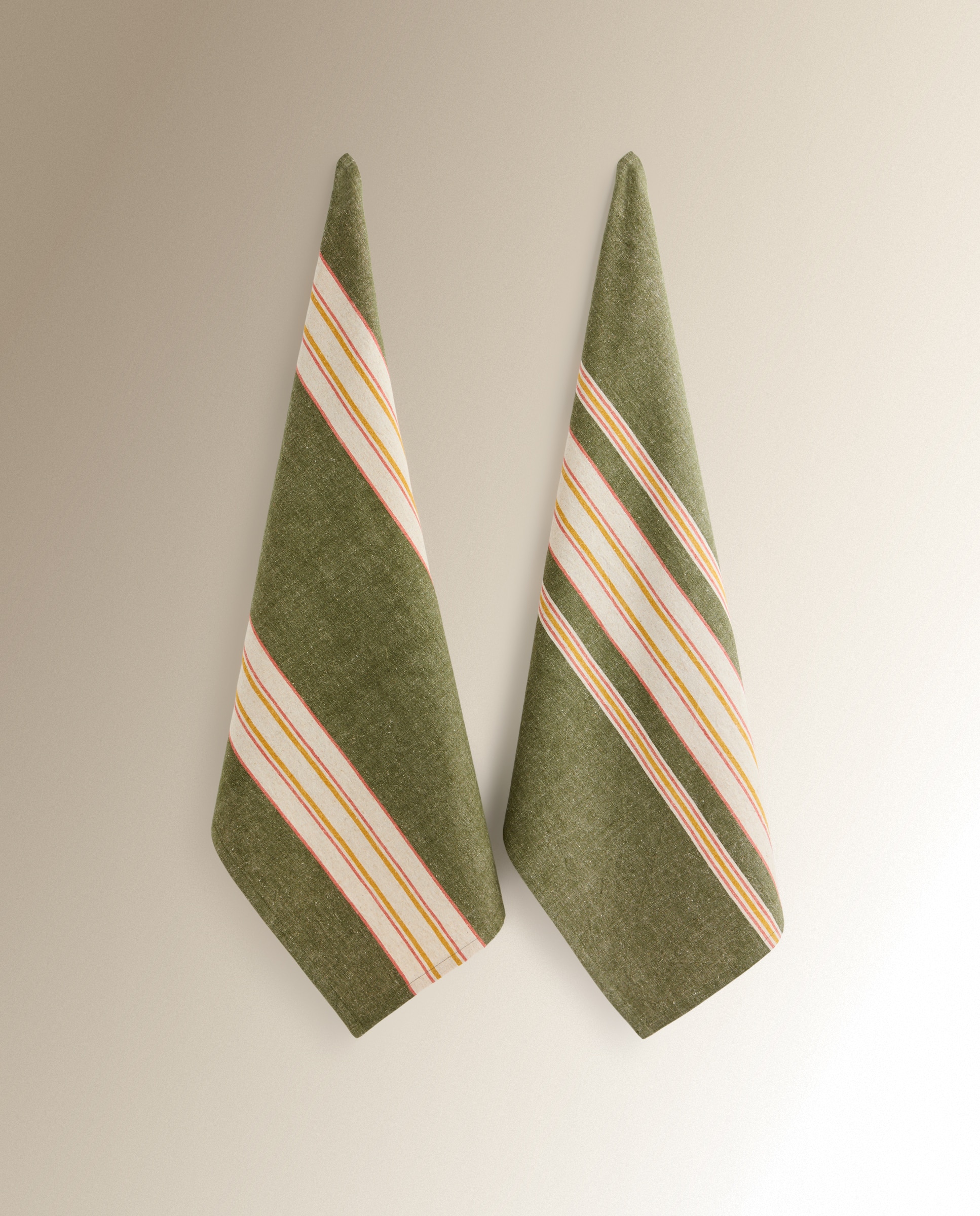 Set 2 paños sarga algodón y lino Ruan - Verde 50 x 70 cm Verde-2