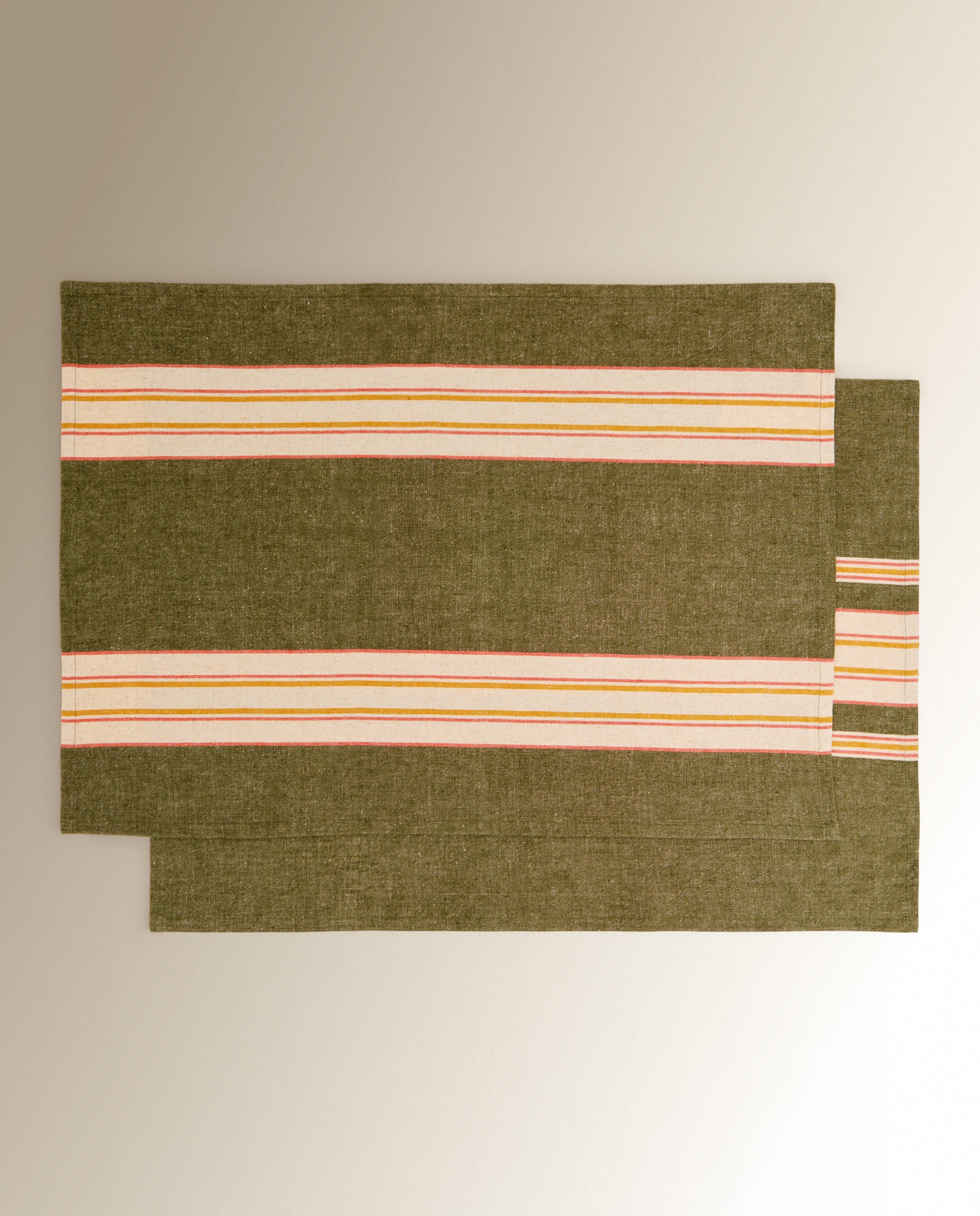Set 2 paños sarga algodón y lino Ruan - Verde 50 x 70 cm Verde-5